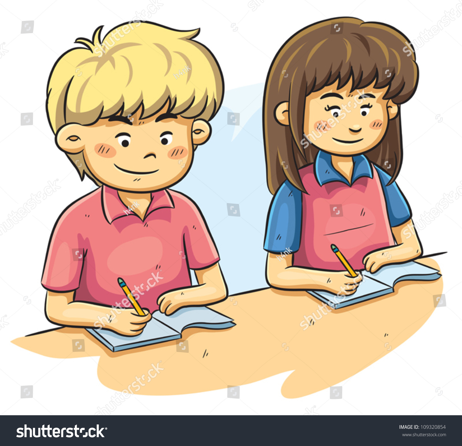 Kids Studying Stock Vector Illustration 109320854 : Shutterstock