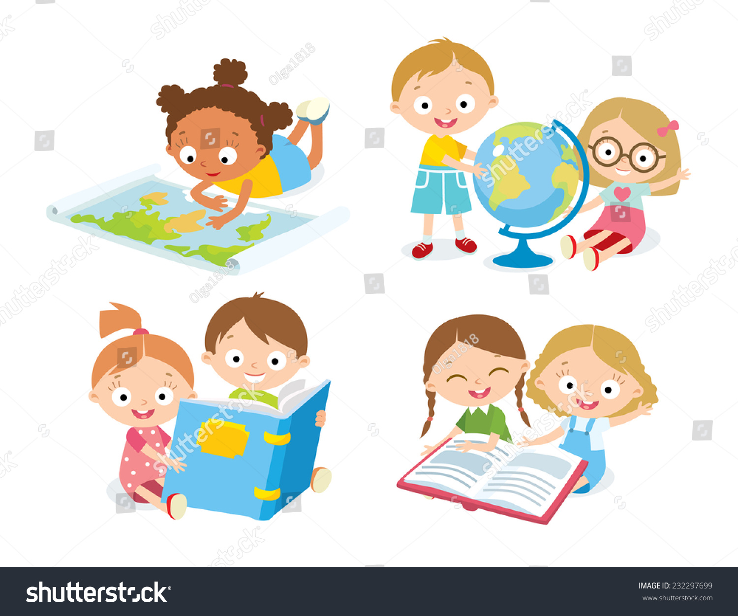 Kids Studying Stock Vector Royalty Free 232297699