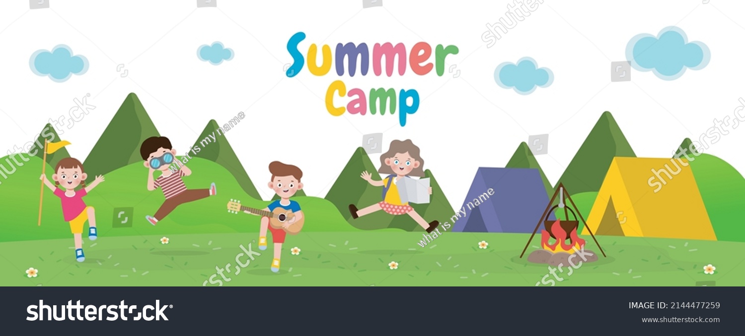 Kids Summer Camp Banner Template Background Stock Vector (Royalty Free ...