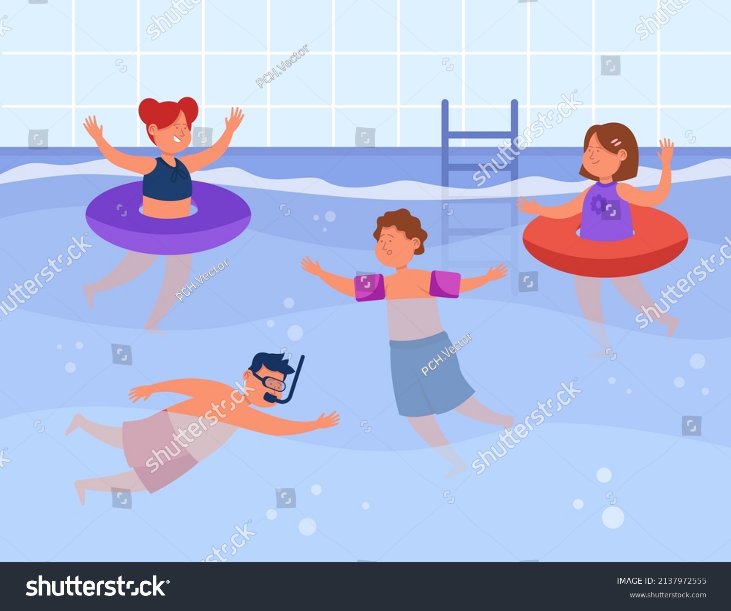 Kids Swimming Pool Flat Vector Illustration Stock Vector (Royalty Free ...