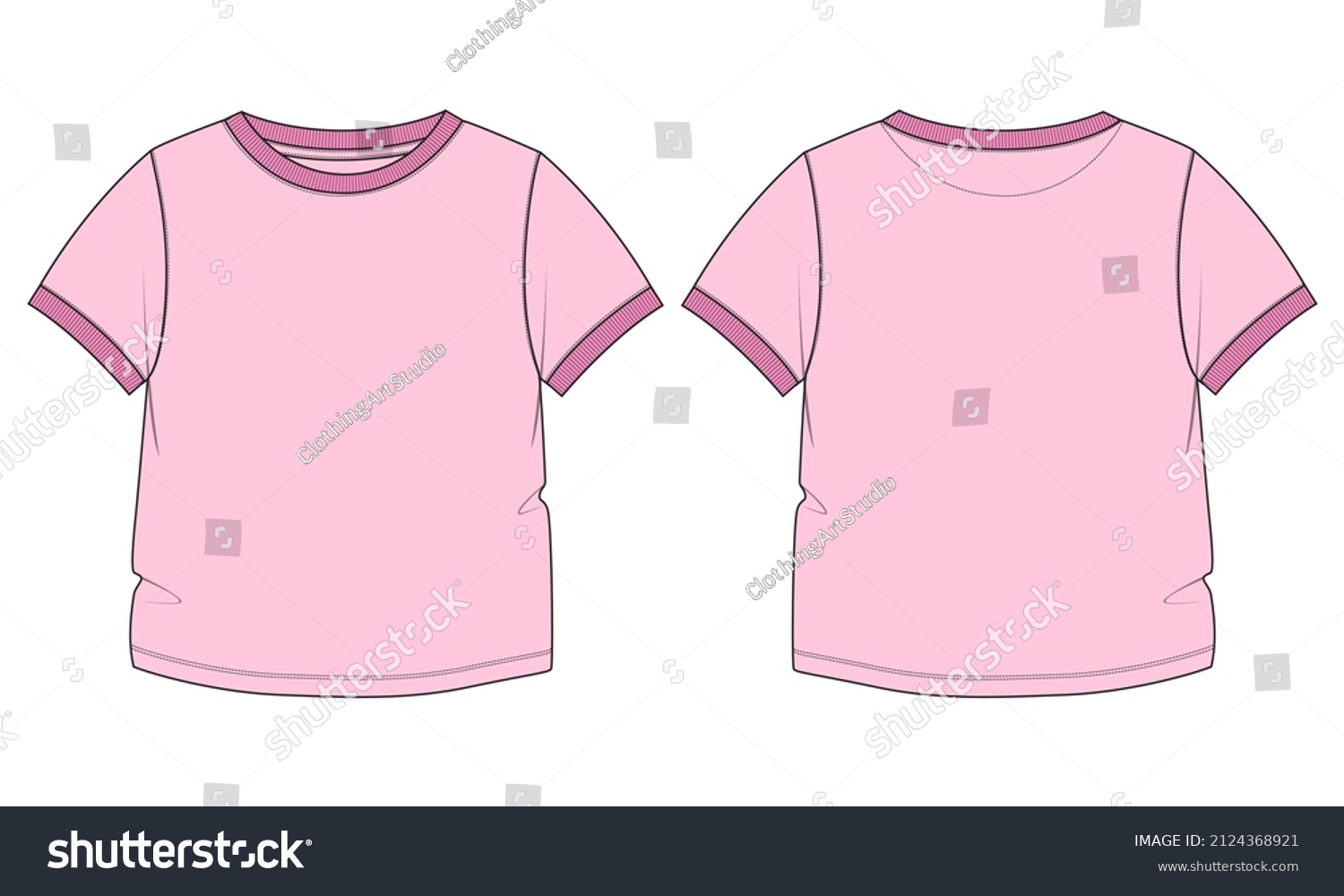 Kids T Shirt Technical Fashion Flat Stock Vector (Royalty Free) 2124368921