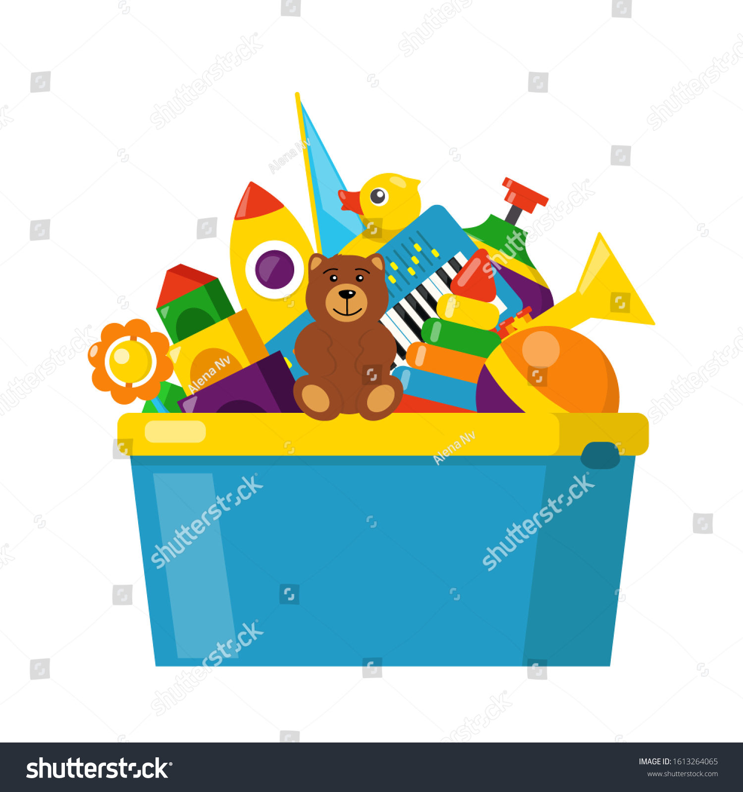 Kids Toy Box Full Toys Cubes Stock Vector (Royalty Free) 1613264065