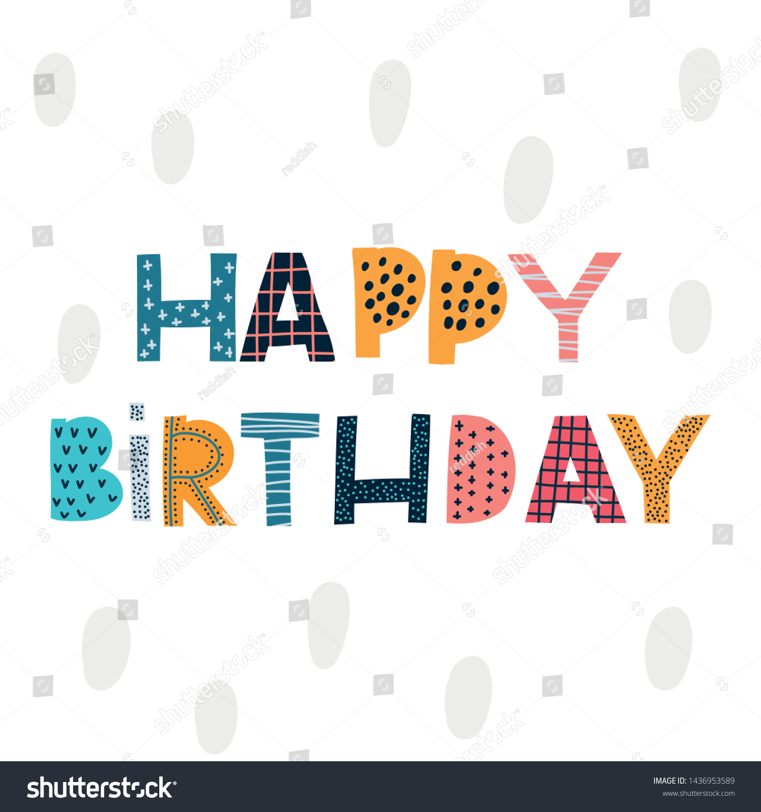 Kids Vector Print Text Happy Birthday Stock Vector (Royalty Free ...