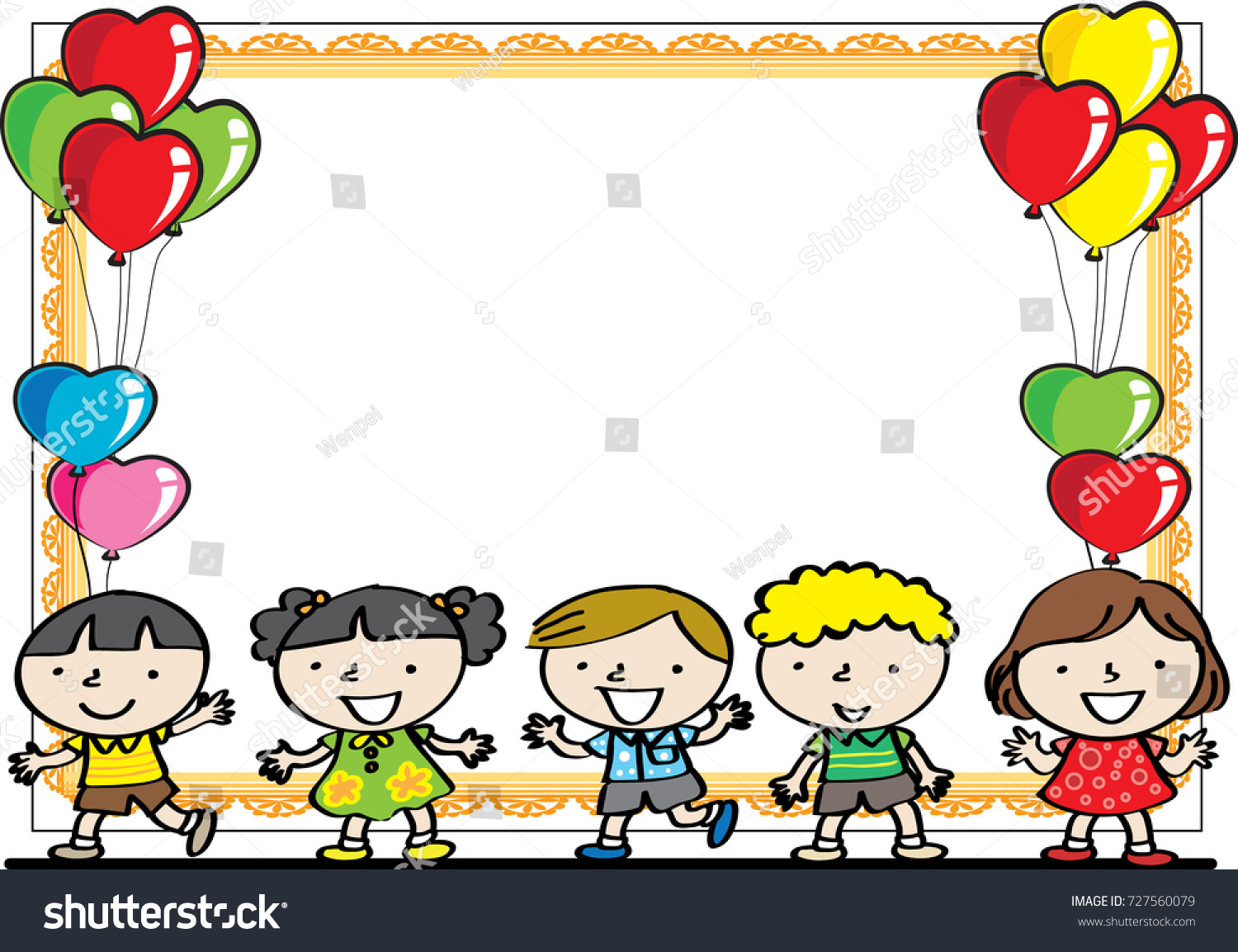 Kids Balloon Border Stock Vector (Royalty Free) 727560079