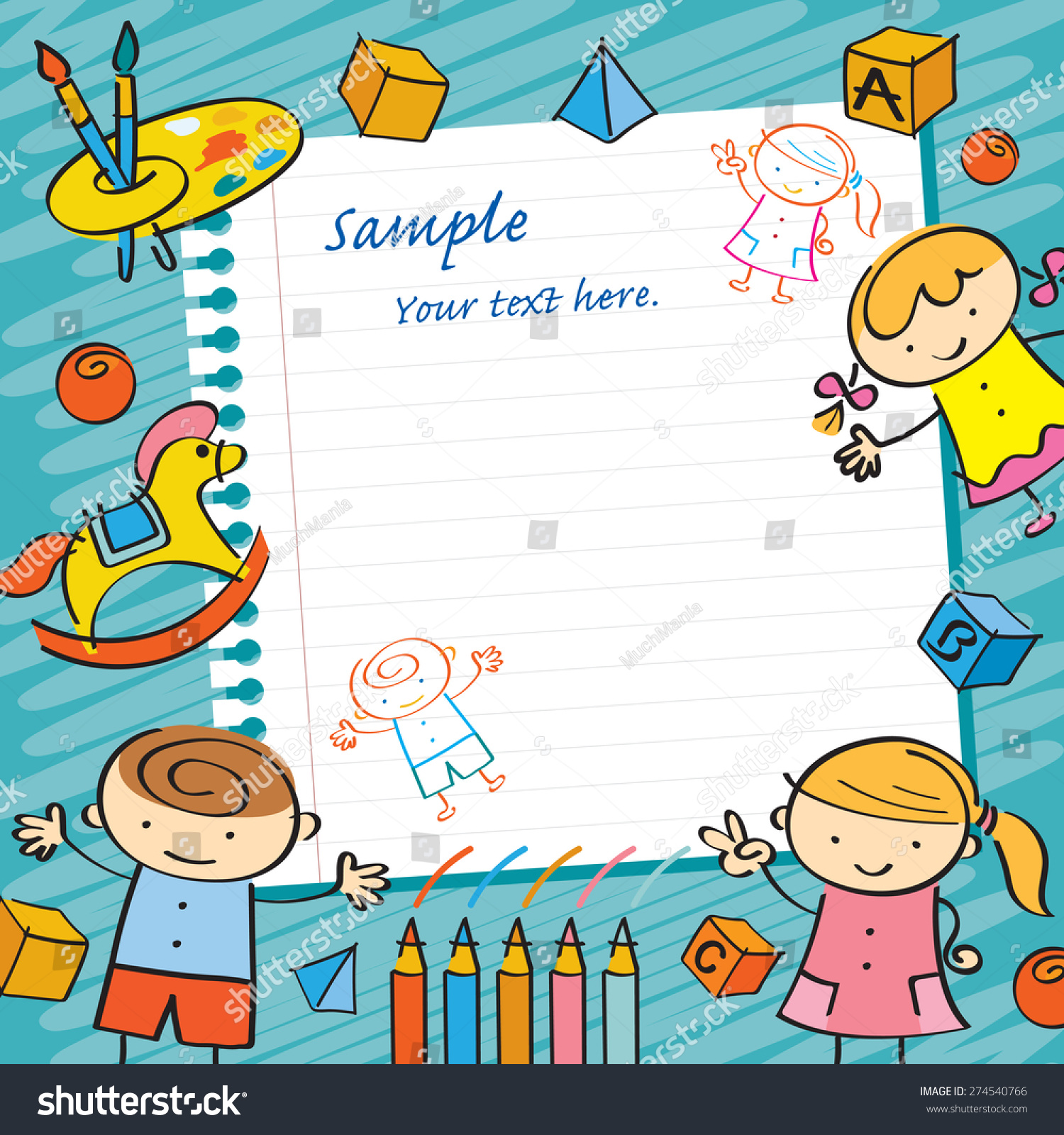 Kids Paper Background Toys Frame Drawing Stock Vector 274540766