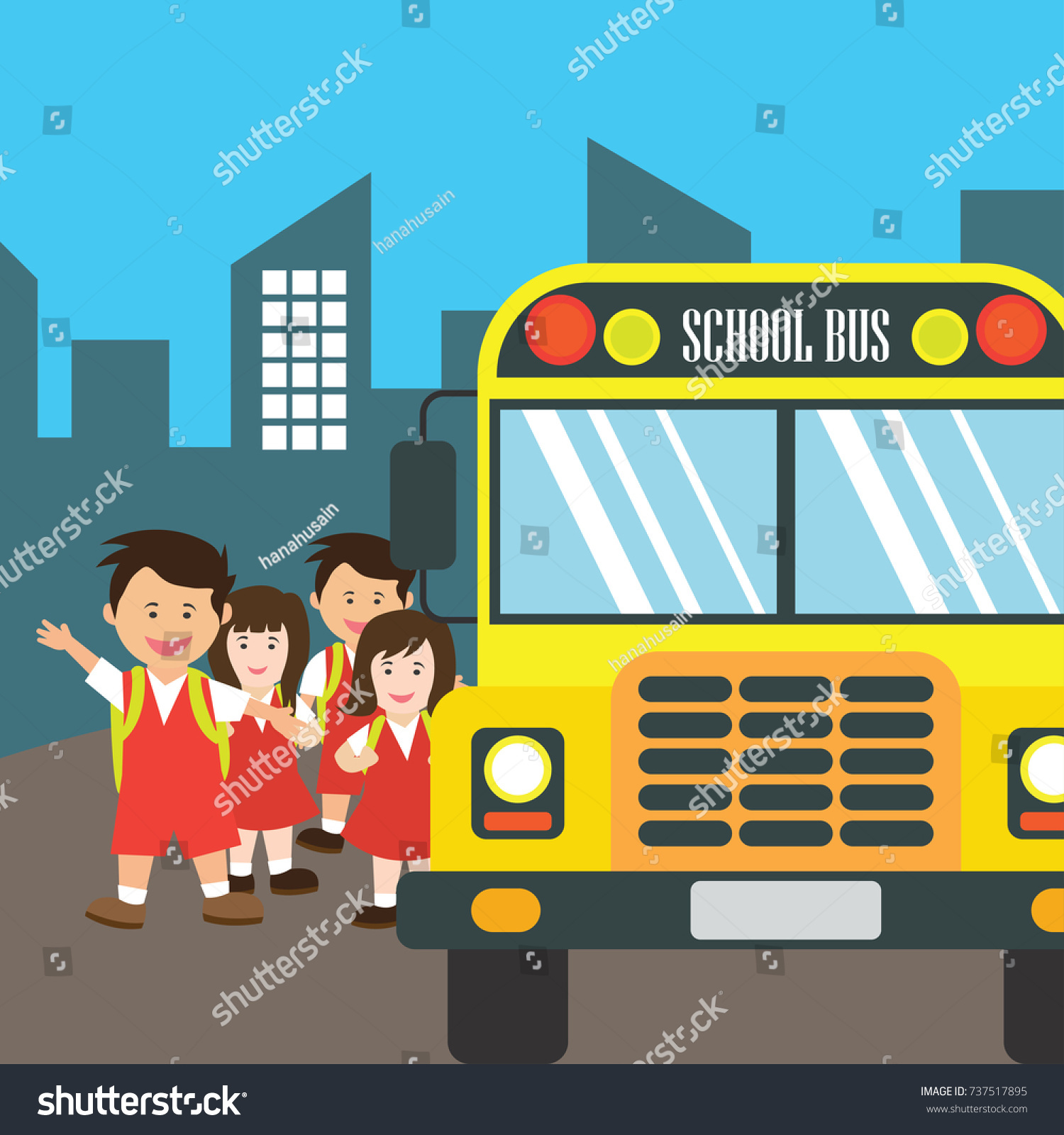 Kids Uniform Going School Riding Yellow Stock Vector (royalty Free 