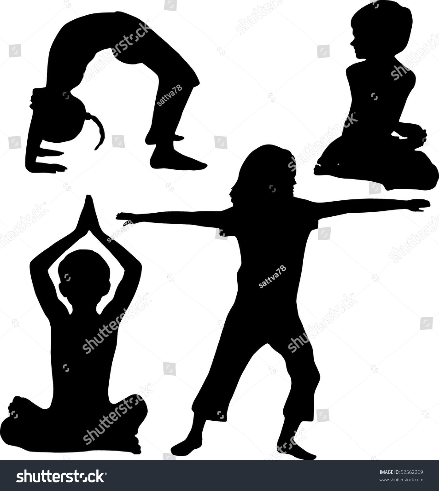 Kids Yoga Stock Vector 52562269 - Shutterstock