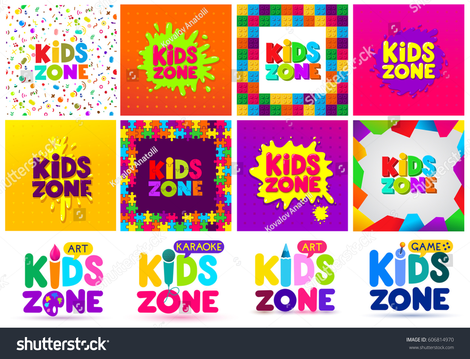  Kids Zone Banner Design Big Set Stock Vector 606814970 