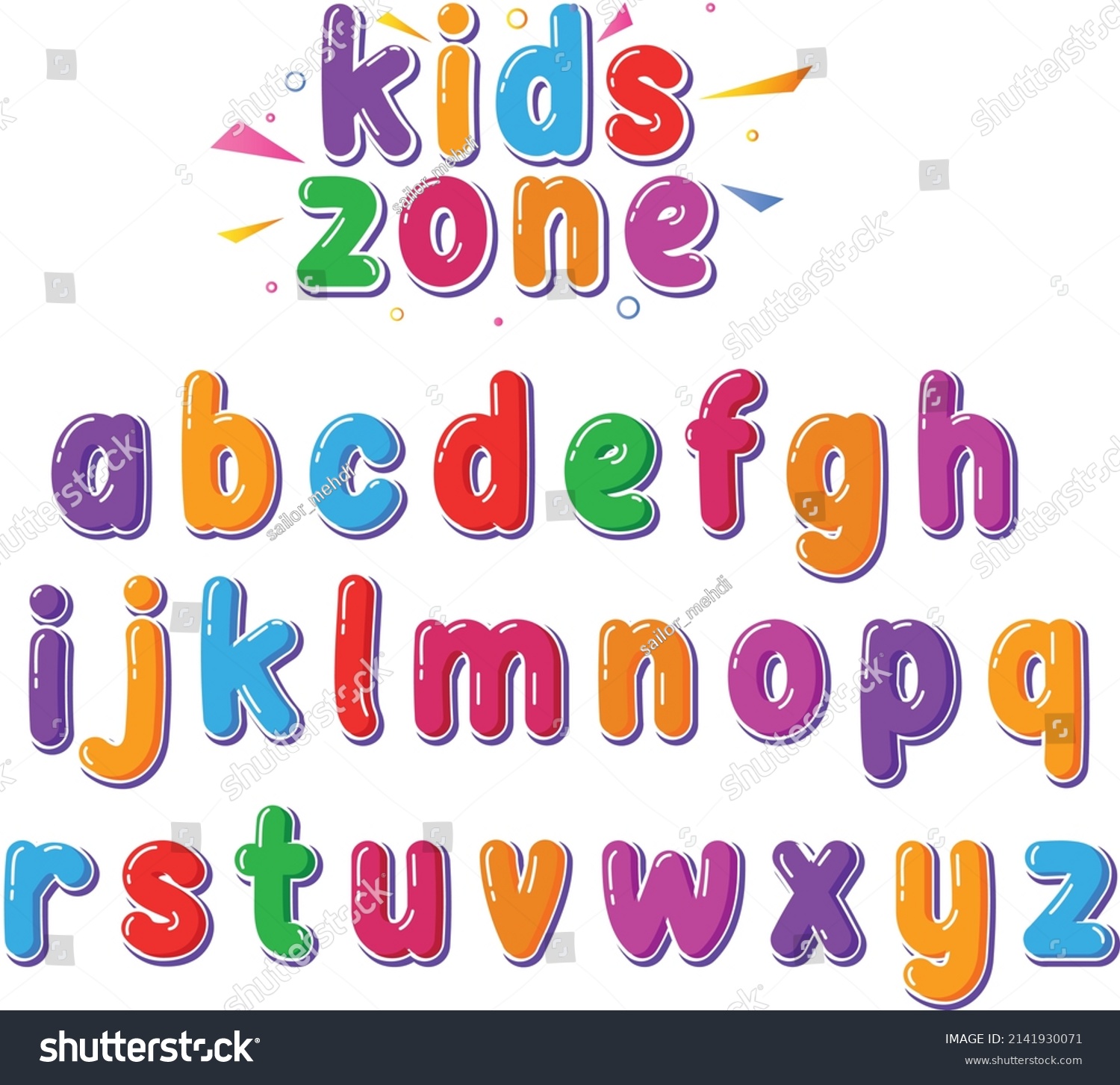 Kids Zone Fonts Alphabets Small Vector Stock Vector (Royalty Free ...
