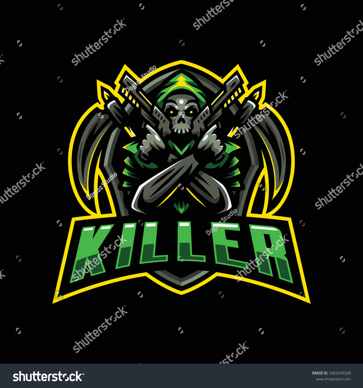Killer Mascot Logo Reaper Esport Gaming Stock Vector Royalty Free