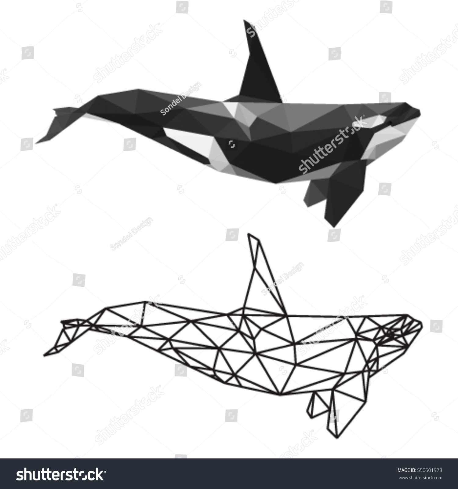 whale geometric drawing