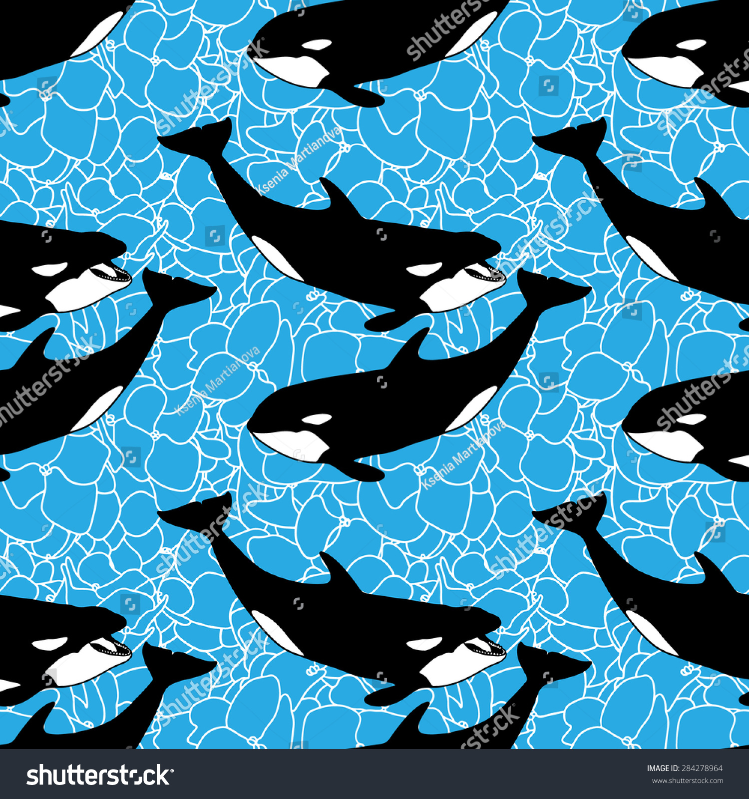 Killer Whale Seamless Pattern Stock Vector 284278964 : Shutterstock