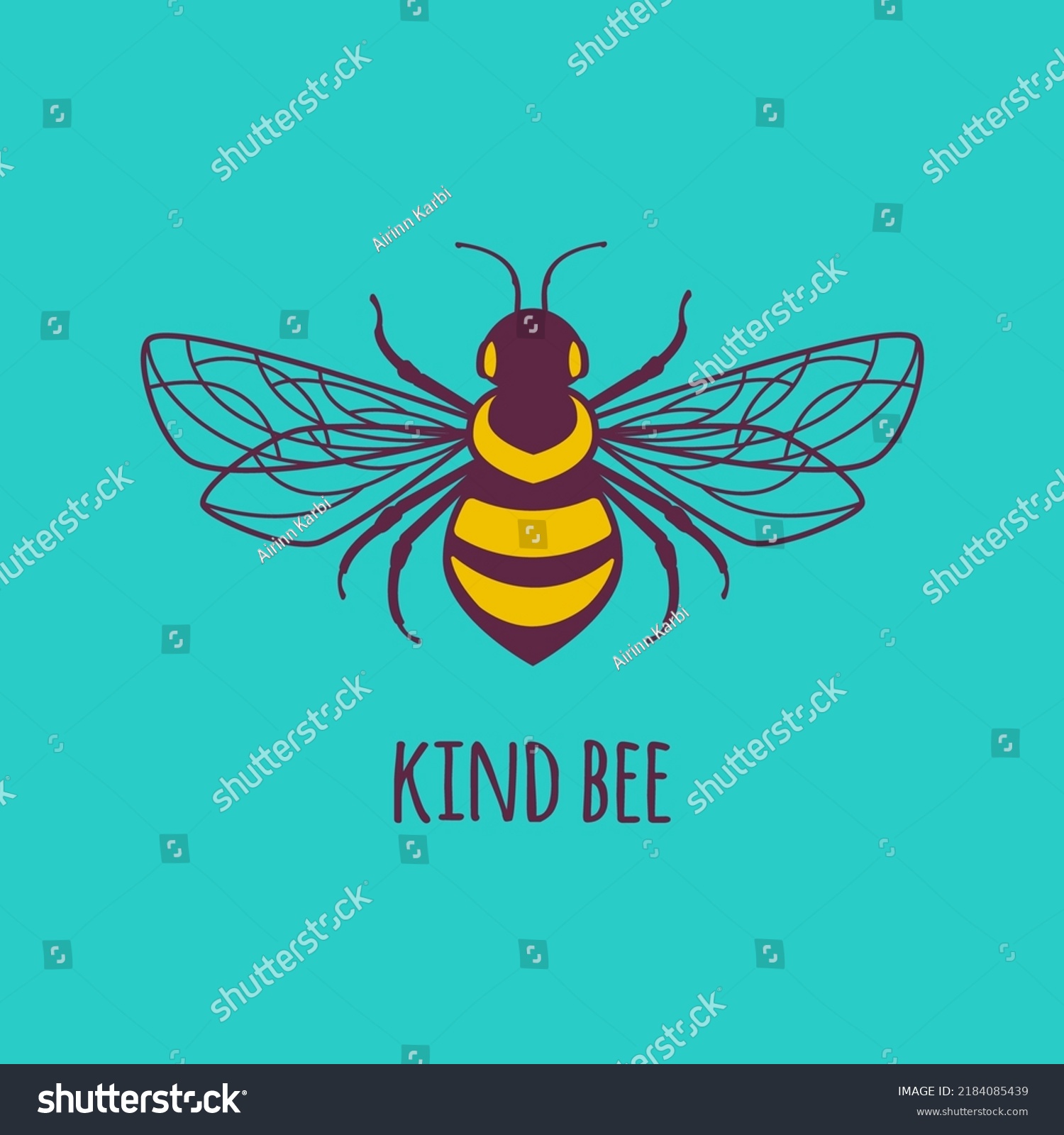 SVG of Kind bee poster on a blue trendy background. Bee for gardening on an isolated background. Bumblebee for cutting SVG file. Vector illustration svg