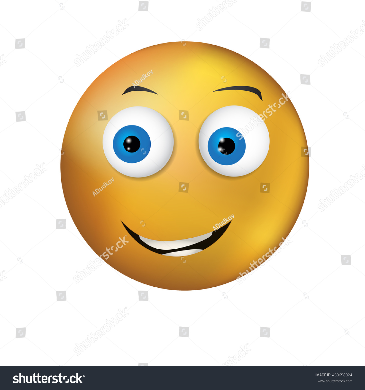 Kind Gentle Yellow Smiley With Blue Eyes Stock Vector Illustration ...