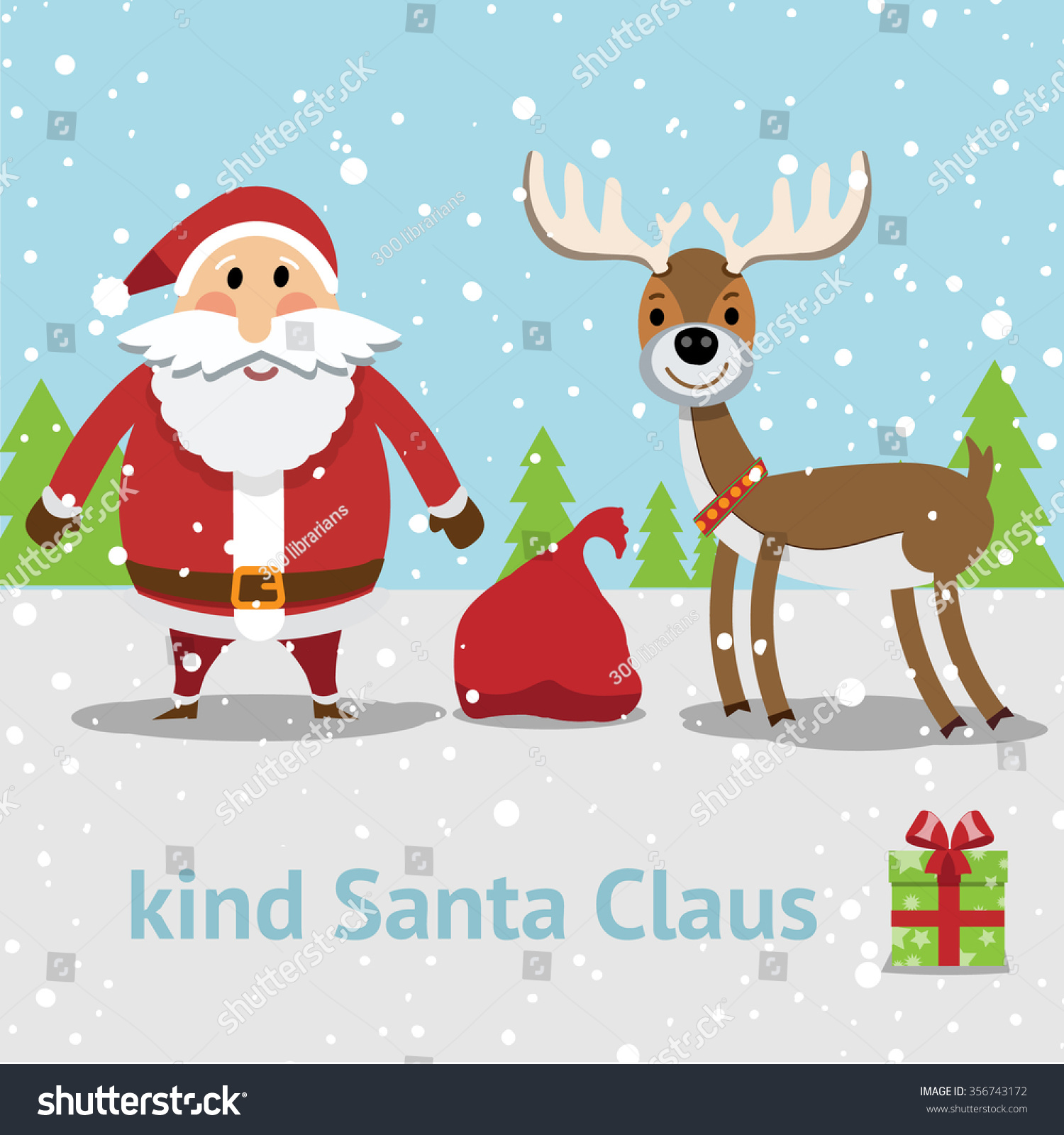 Kind Santa Claus And Reindeer Stock Vector Illustration 356743172 ...