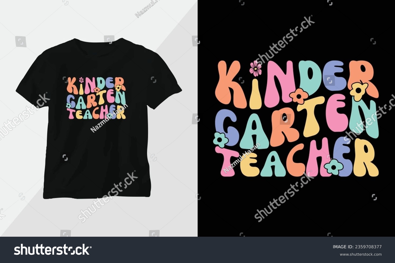 SVG of kindergarten teacher - Retro Groovy Inspirational T-shirt Design with retro style svg