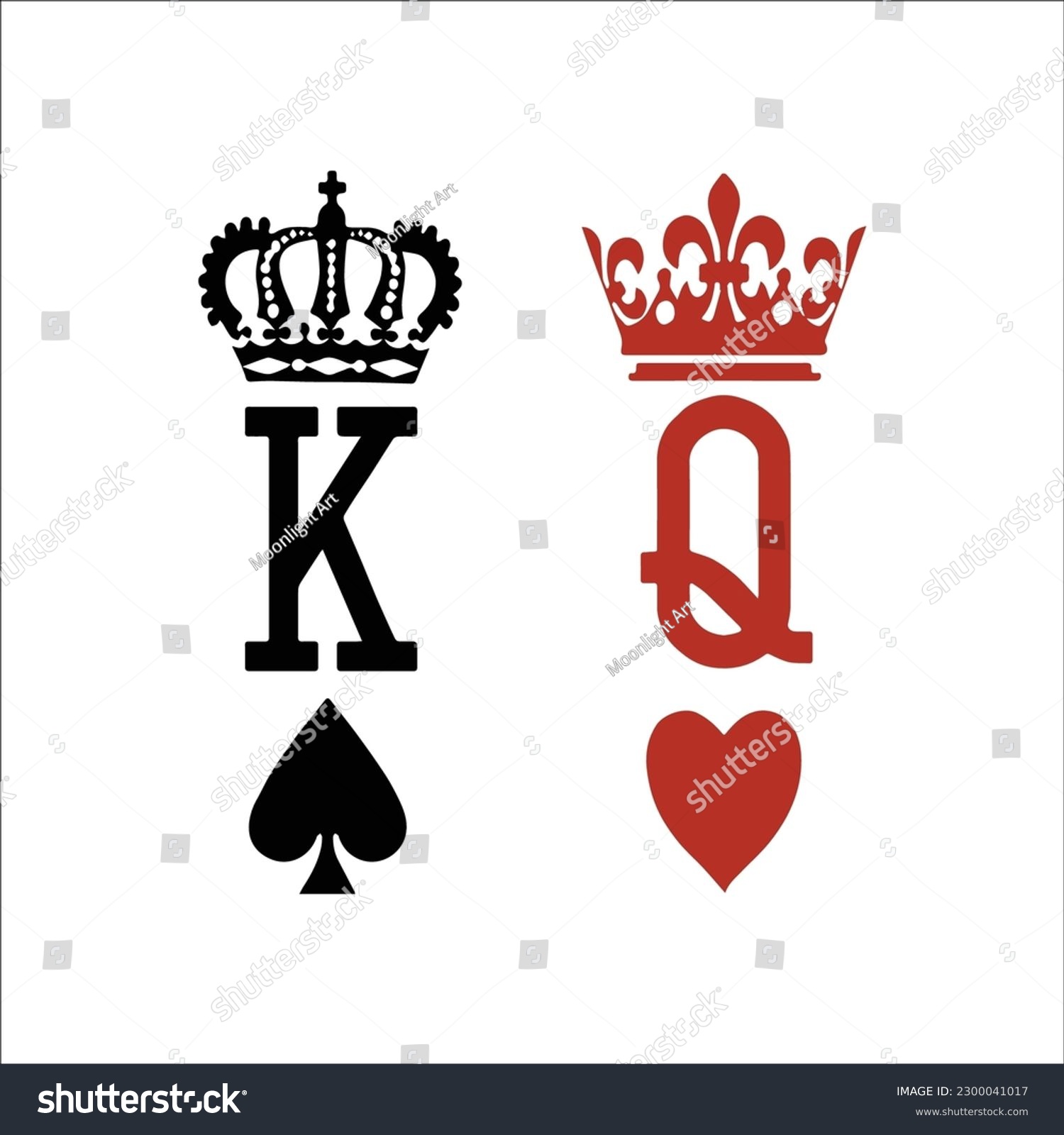 SVG of King and Queen Svg, King of Spades Svg, Queen of Hearts Svg, Playing Card King Queen, Couples Shirt  svg