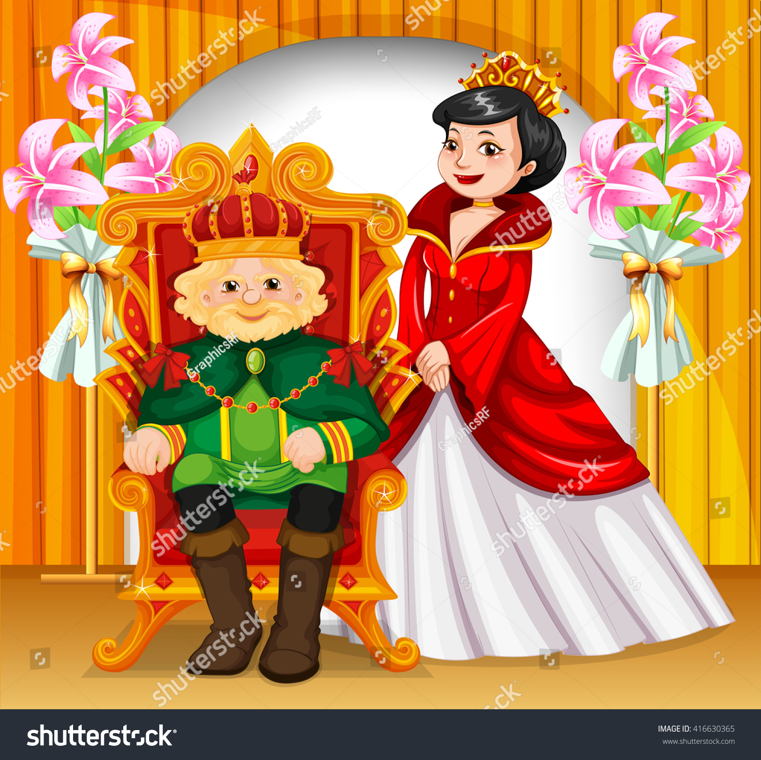 King Queen Wearing Crowns Illustration Stock Vector (Royalty Free ...