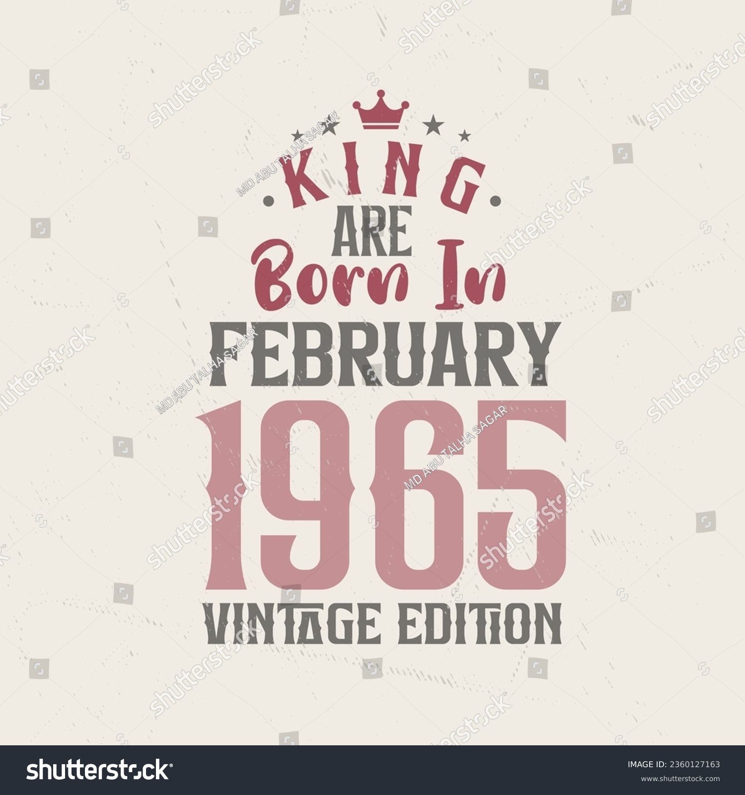SVG of King are born in February 1965 Vintage edition. King are born in February 1965 Retro Vintage Birthday Vintage edition svg