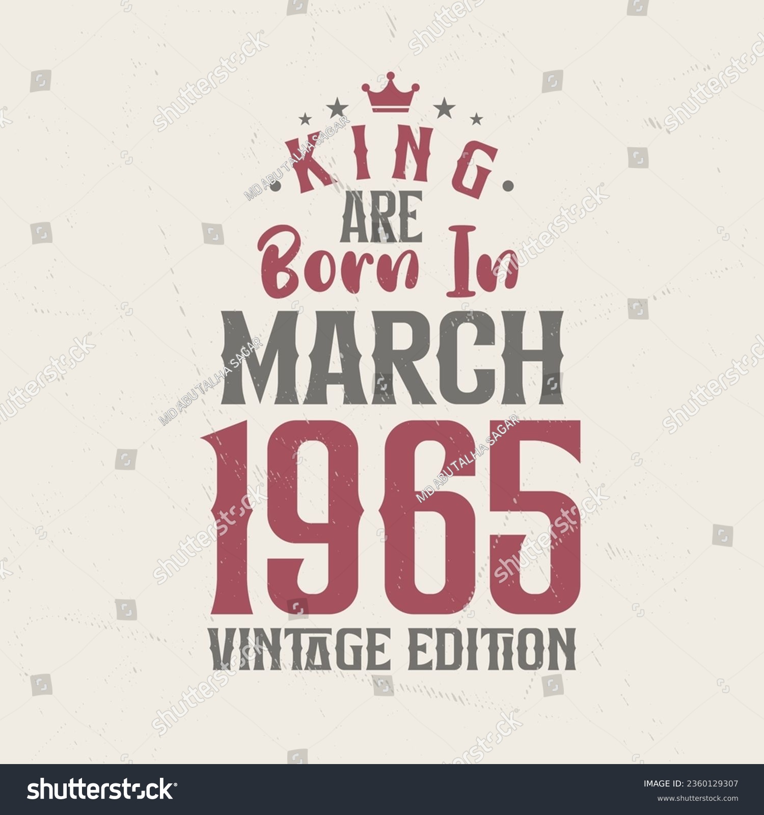 SVG of King are born in March 1965 Vintage edition. King are born in March 1965 Retro Vintage Birthday Vintage edition svg