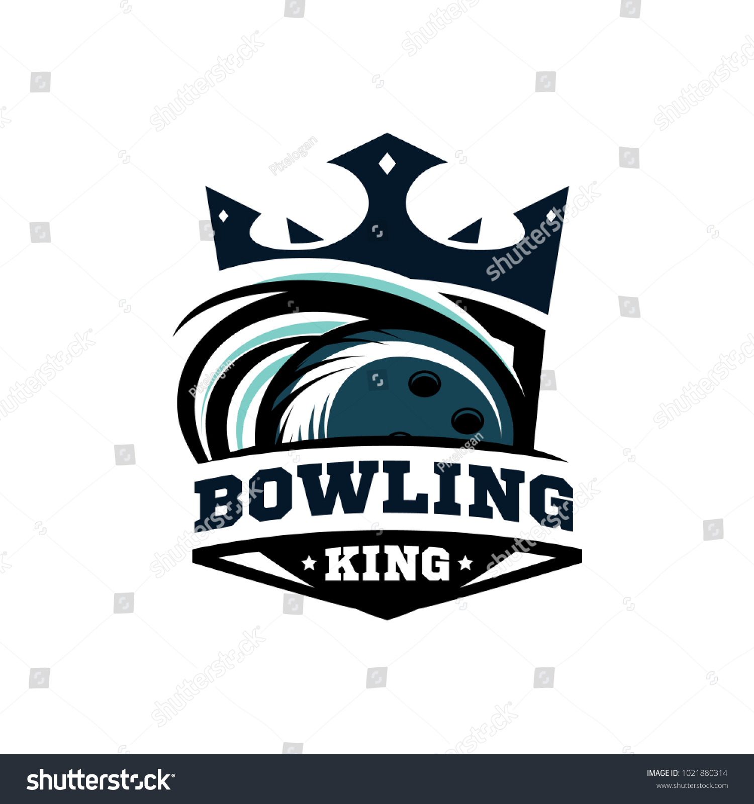 King Bowling Ball Logo Stock Vector (Royalty Free) 1021880314