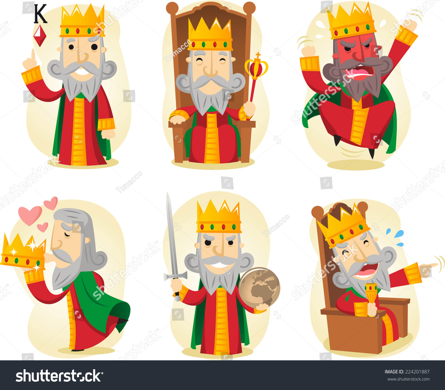 King Cartoon Illustration Set - 224201887 : Shutterstock