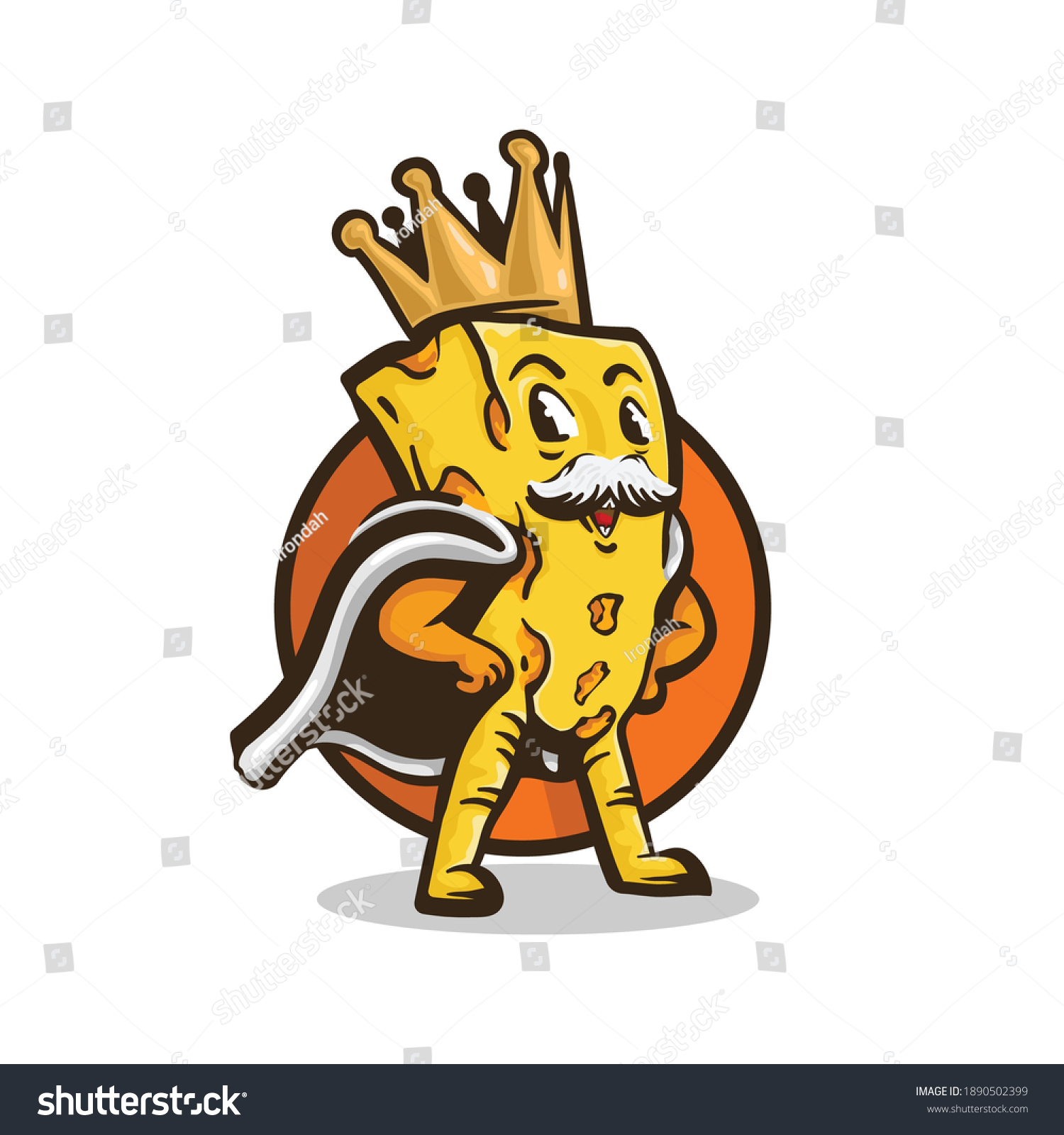 SVG of king cheese character logo, mascot logo. vector illustration background svg