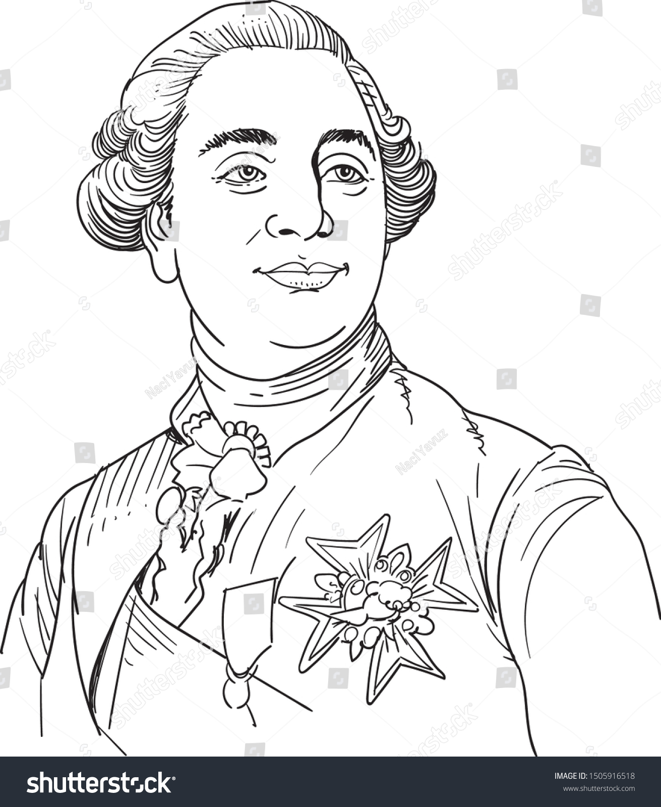 King Louis Xvi Cartoon Portrait Vector Stock Vector (Royalty Free