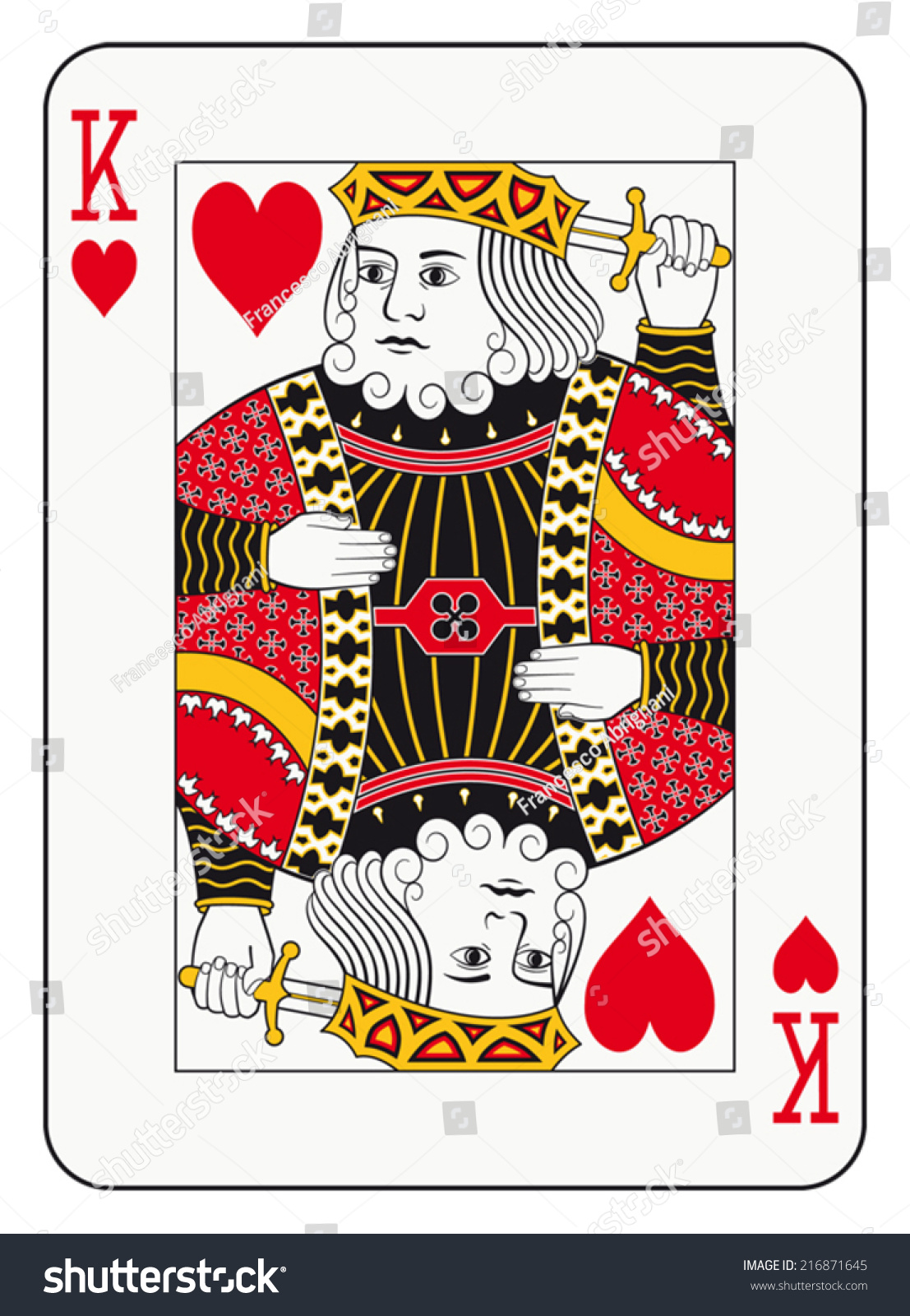 King Of Hearts Playing Card Stock Vector Illustration 216871645 ...