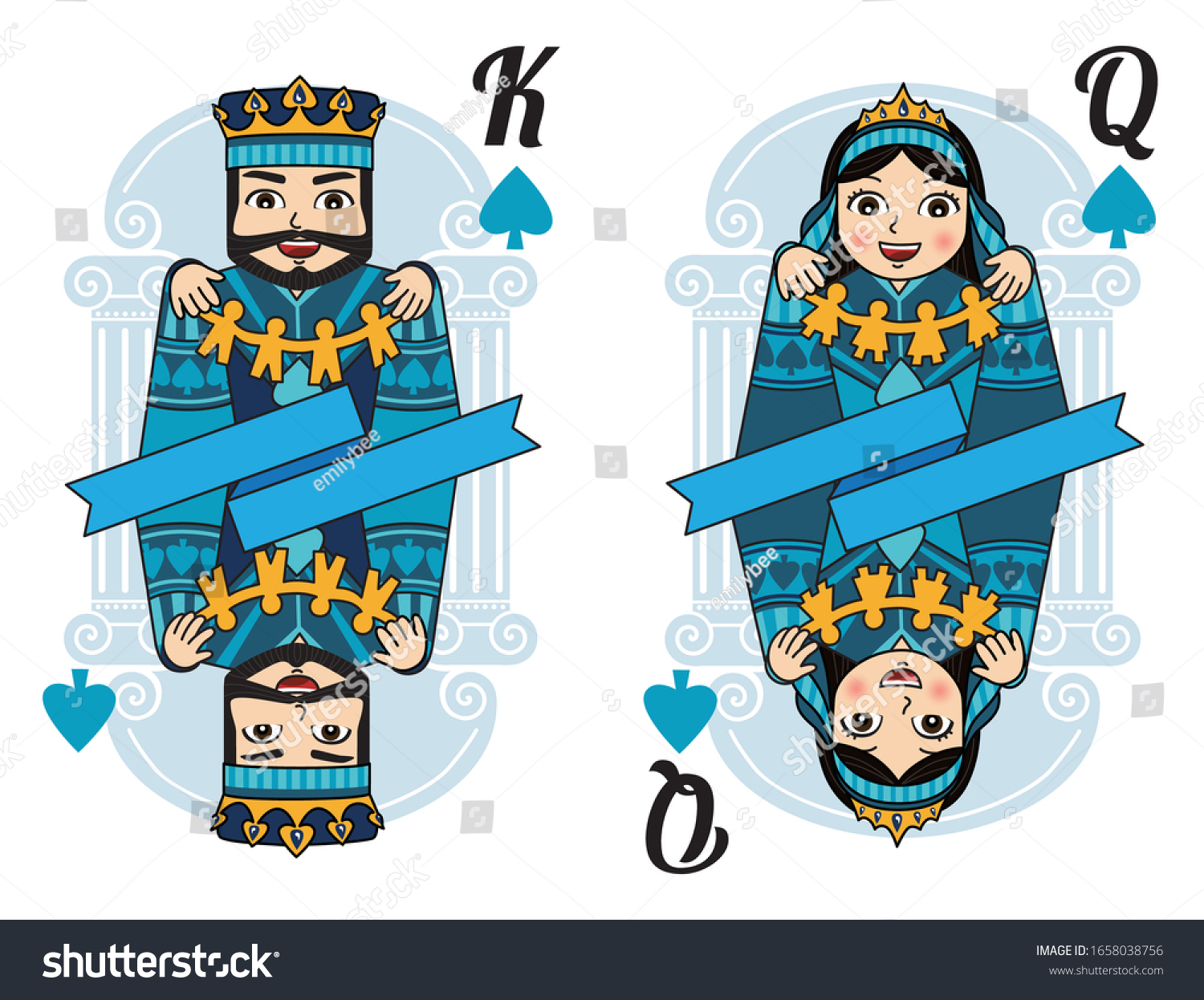 King Queen Spade Deck Cards Playing Stock Vector (Royalty Free ...