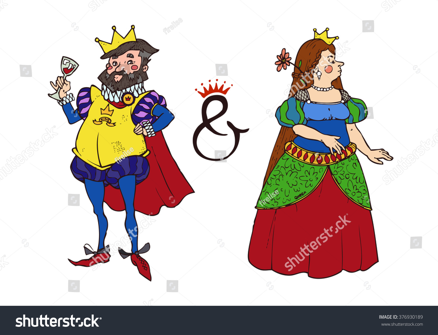 Roi rei rainha King Queen Vector Cartoon Illustration Stock Vector (Royalty Free