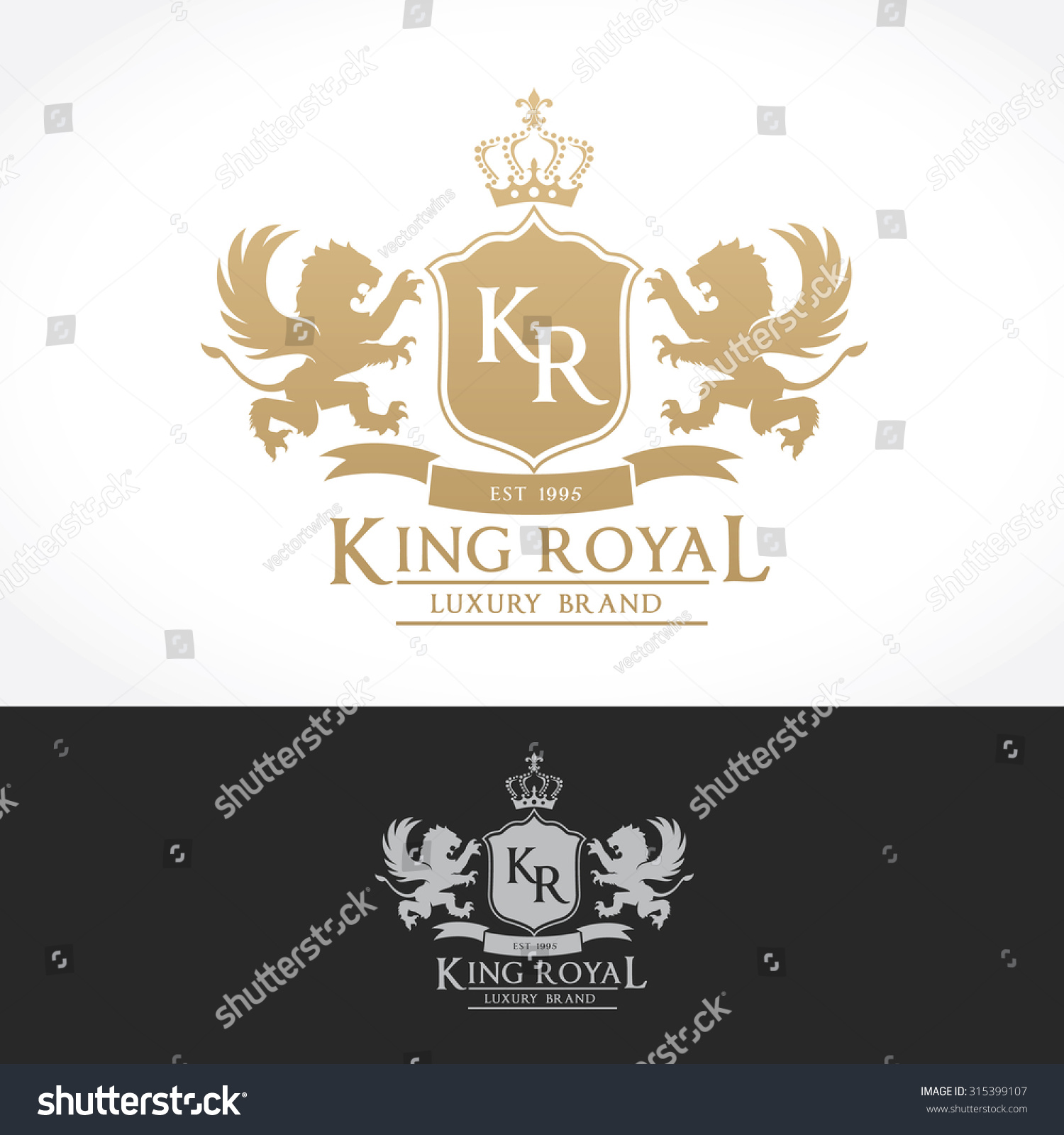 King Royal Luxury Vintage Crest Logo Stock Vector Royalty Free