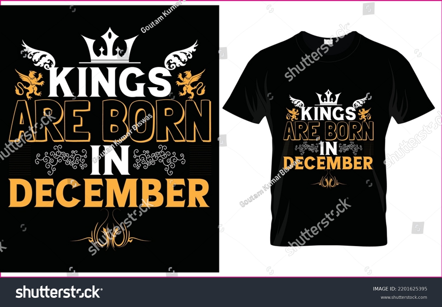 SVG of Kings are born in December tshirt desgin template vector for tshirt printing.  svg