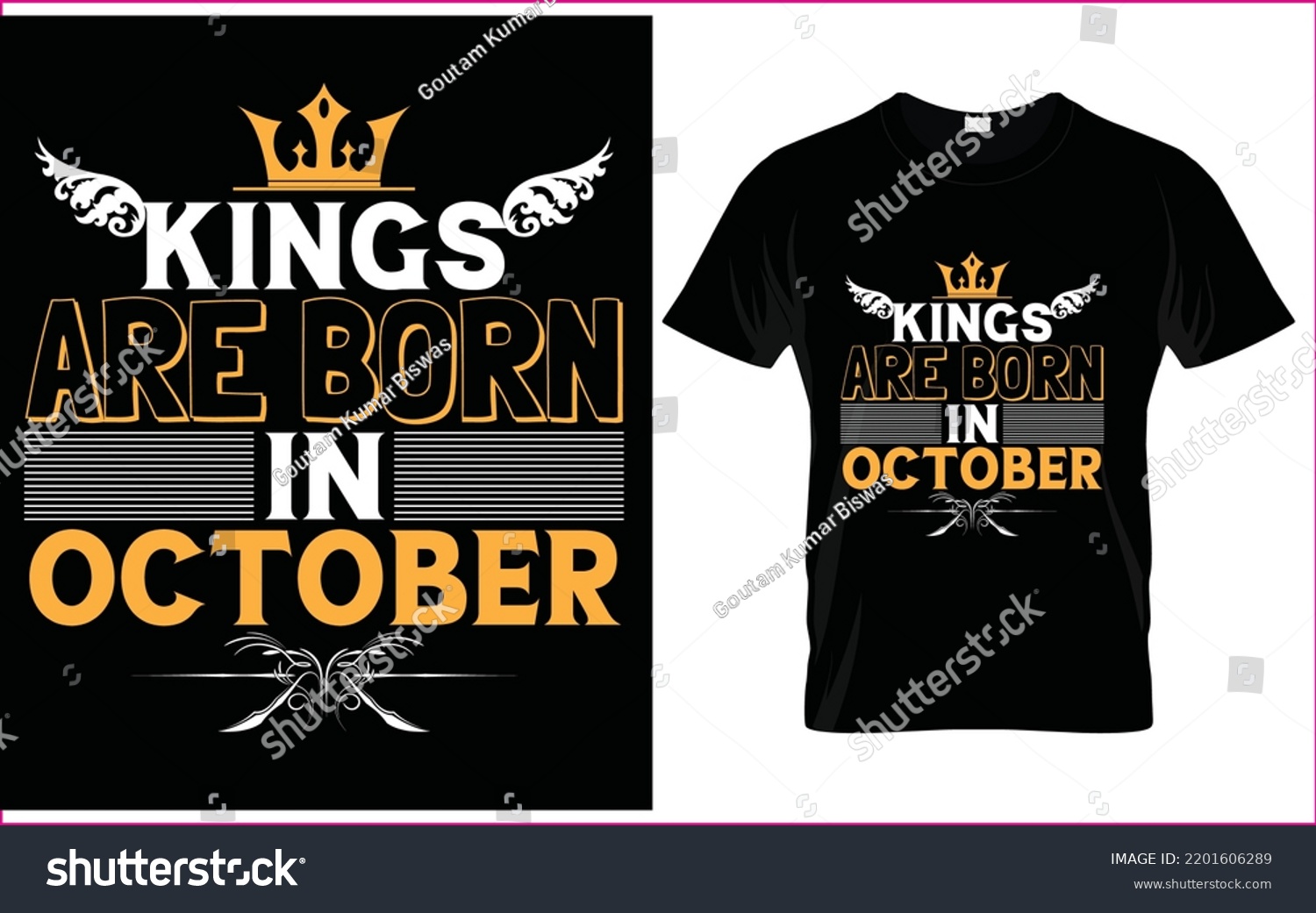 SVG of Kings are born in October tshirt desgin template vector for tshirt printing.  svg