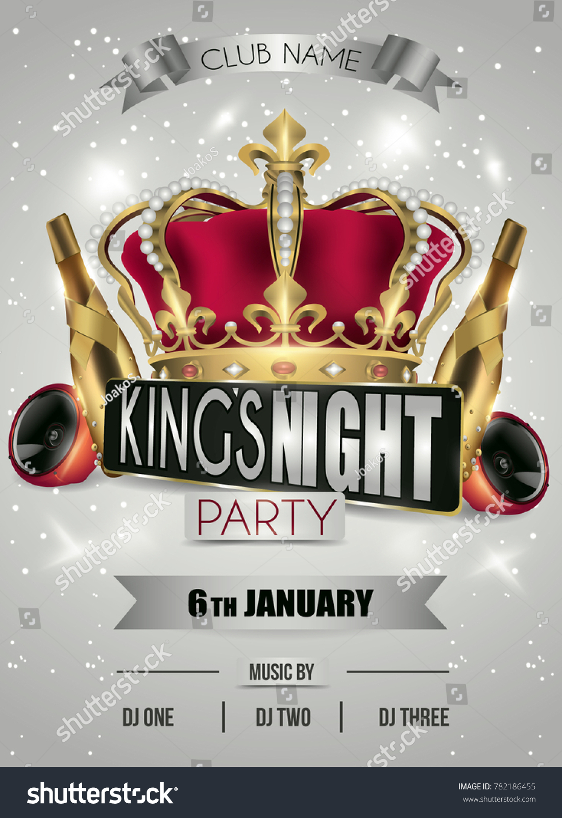 Kings Night Party Flyer Background Gray Stock Vector Royalty Free