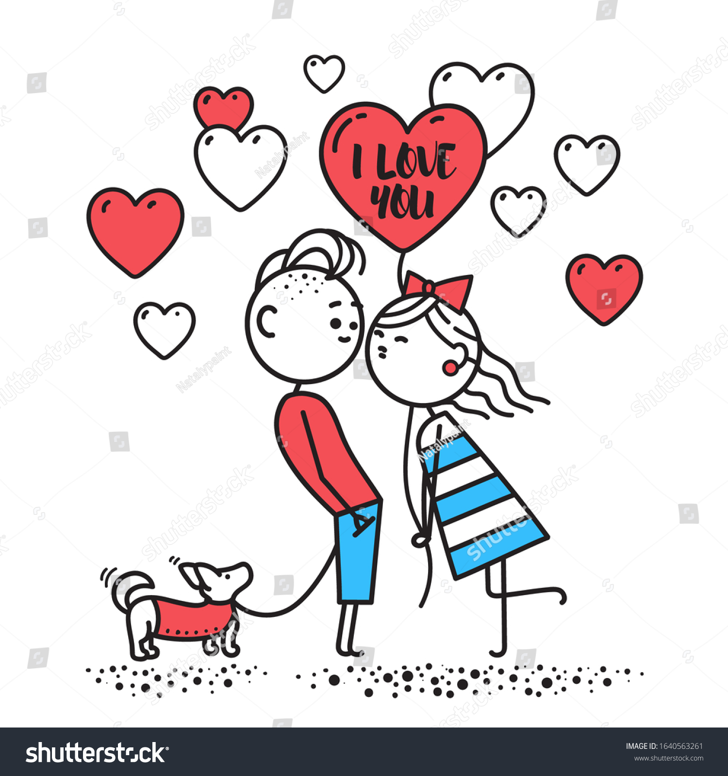 Kiss Girl Hold Ball Kisses Boy Stock Vector Royalty Free