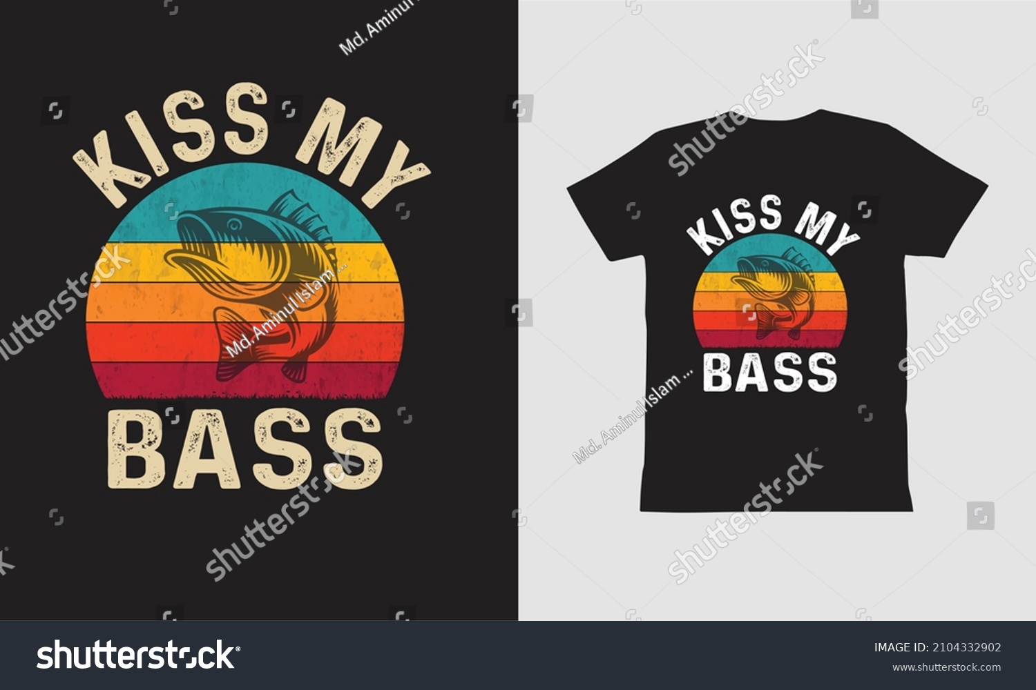 SVG of Kiss My Bass Retro-T shirt Design svg