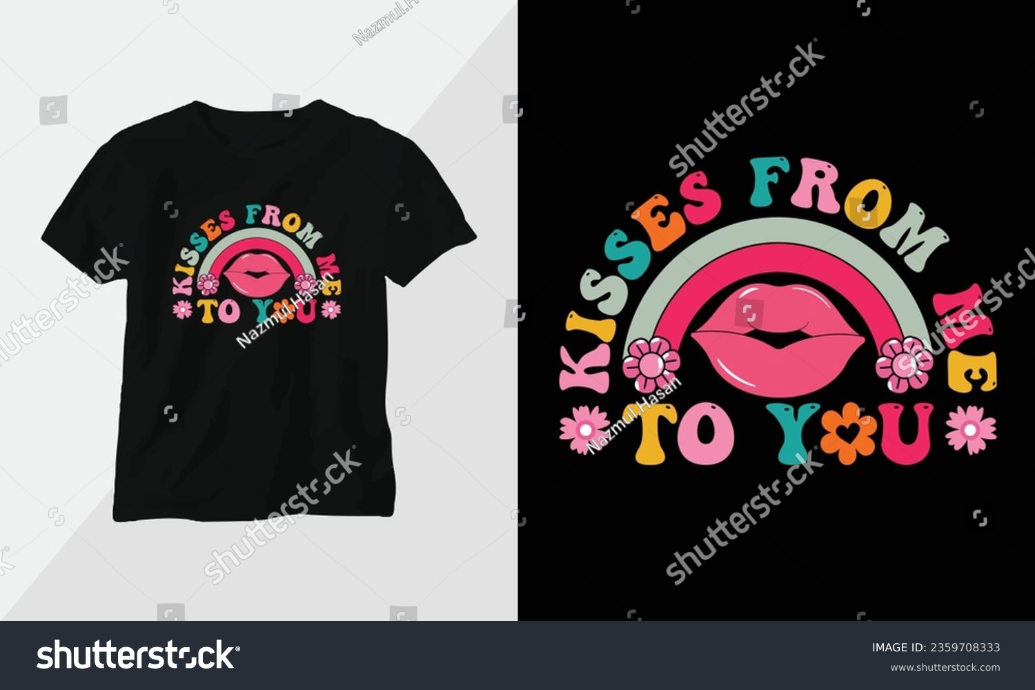 SVG of Kisses from me to you - Retro Groovy Inspirational T-shirt Design with retro style svg