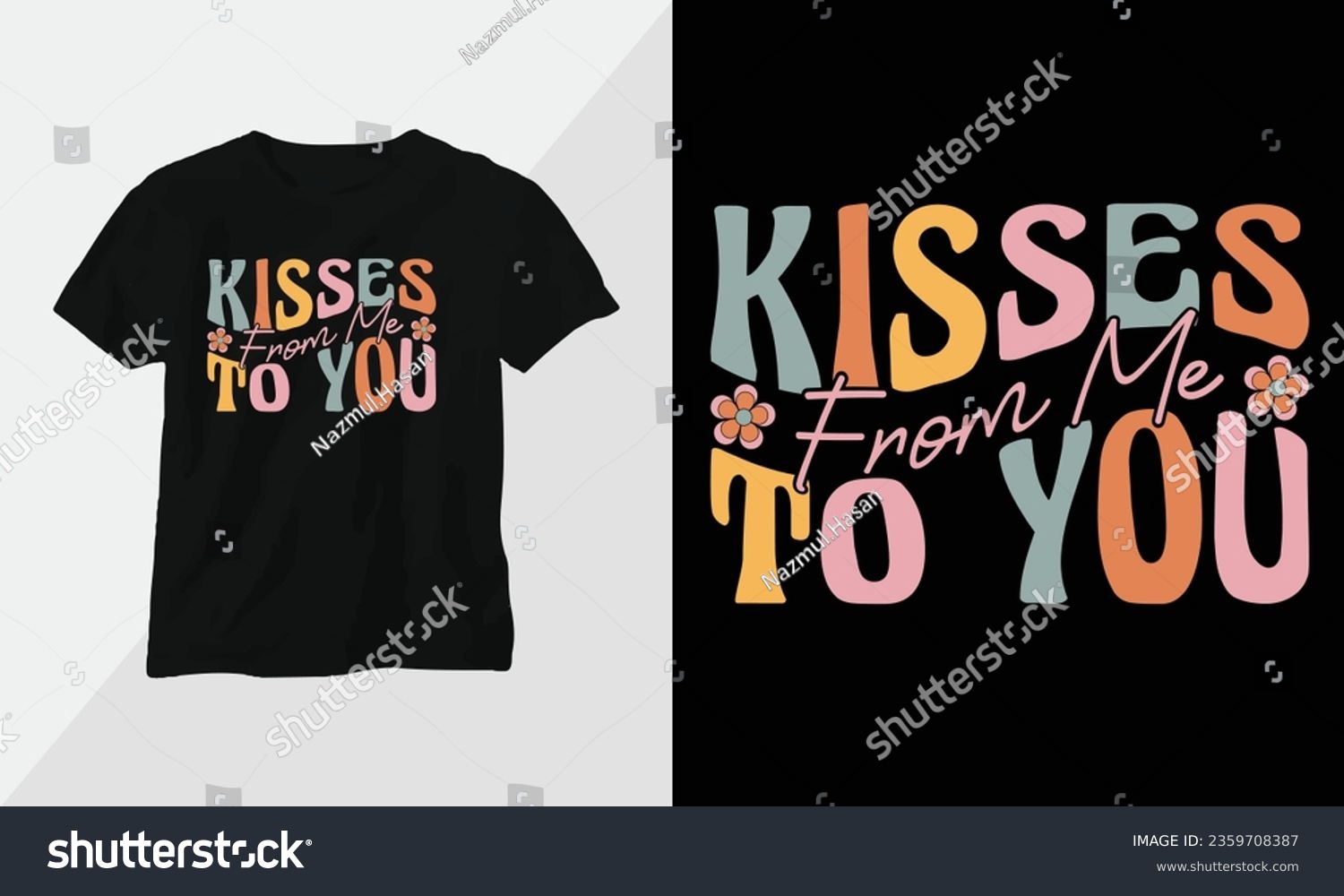 SVG of Kisses from me to you - Retro Groovy Inspirational T-shirt Design with retro style svg