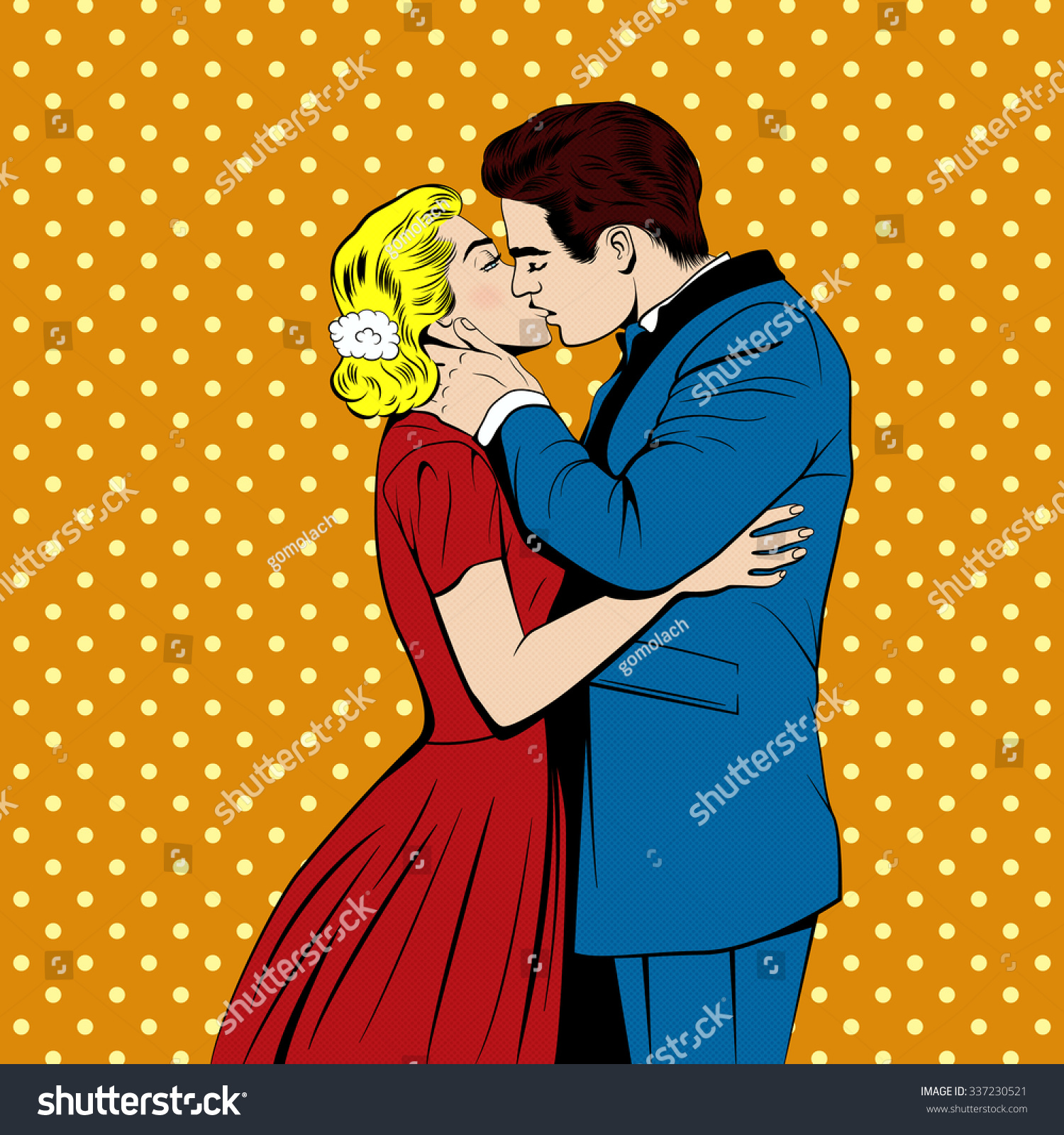 Kissing Couple Pop Art Comics Style Stock Vector Royalty Free 337230521 1211