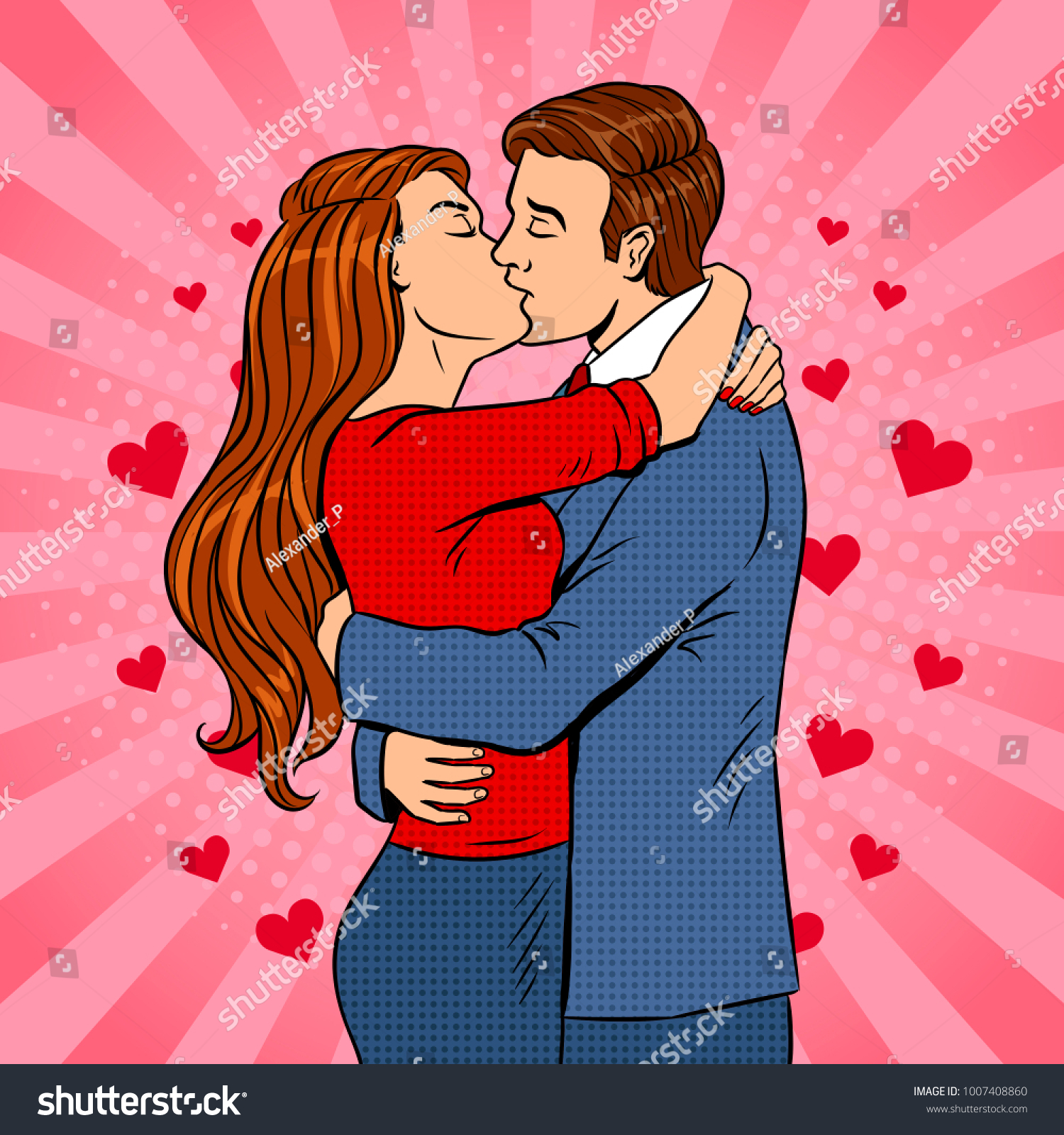 Kissing Couple Pop Art Retro Vector Stock Vector Royalty Free 1007408860 Shutterstock