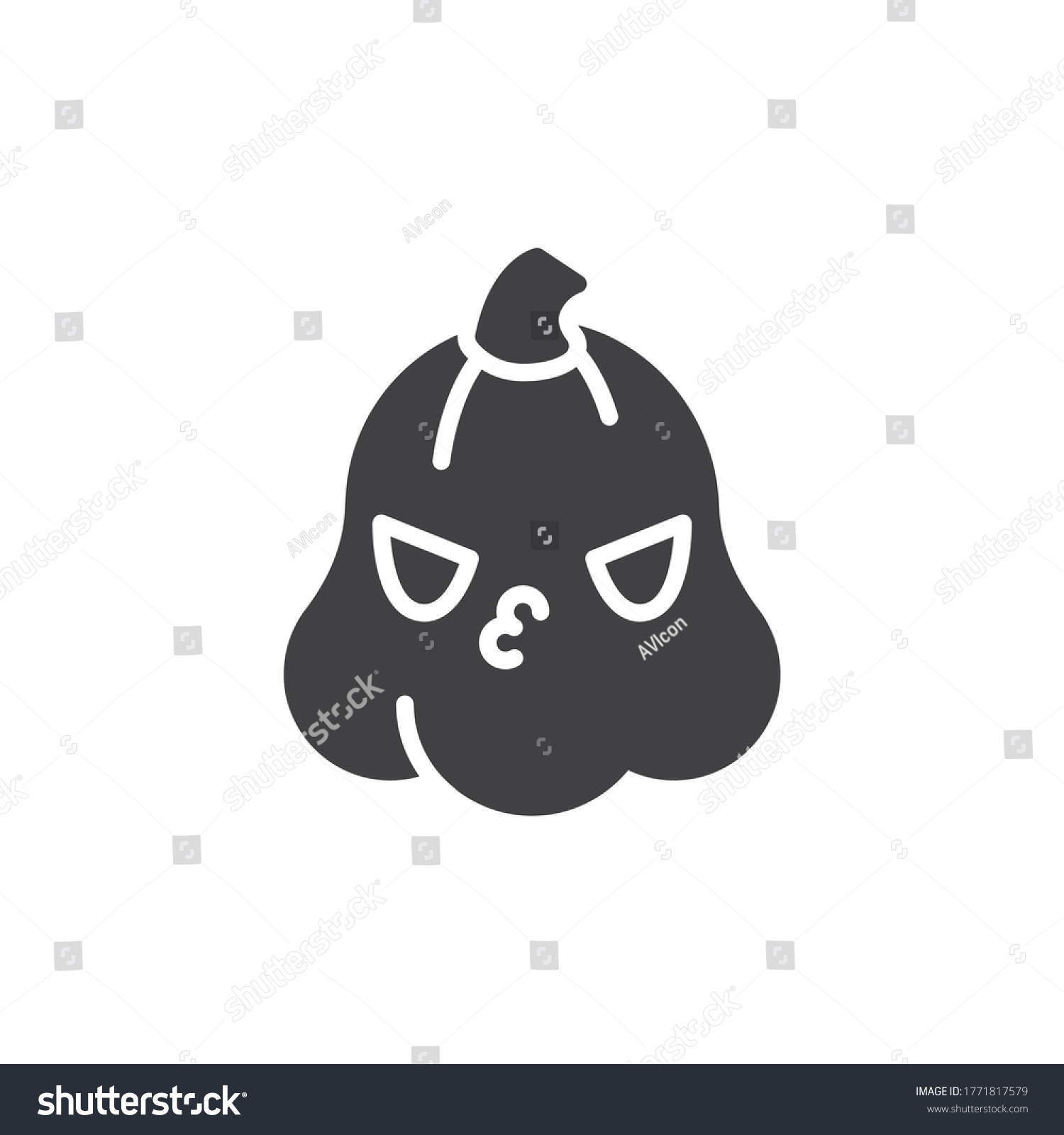 SVG of Kissing Halloween pumpkin face vector icon. filled flat sign for mobile concept and web design. Pumpkin blow kiss emoji glyph icon. Symbol, logo illustration. Vector graphics svg