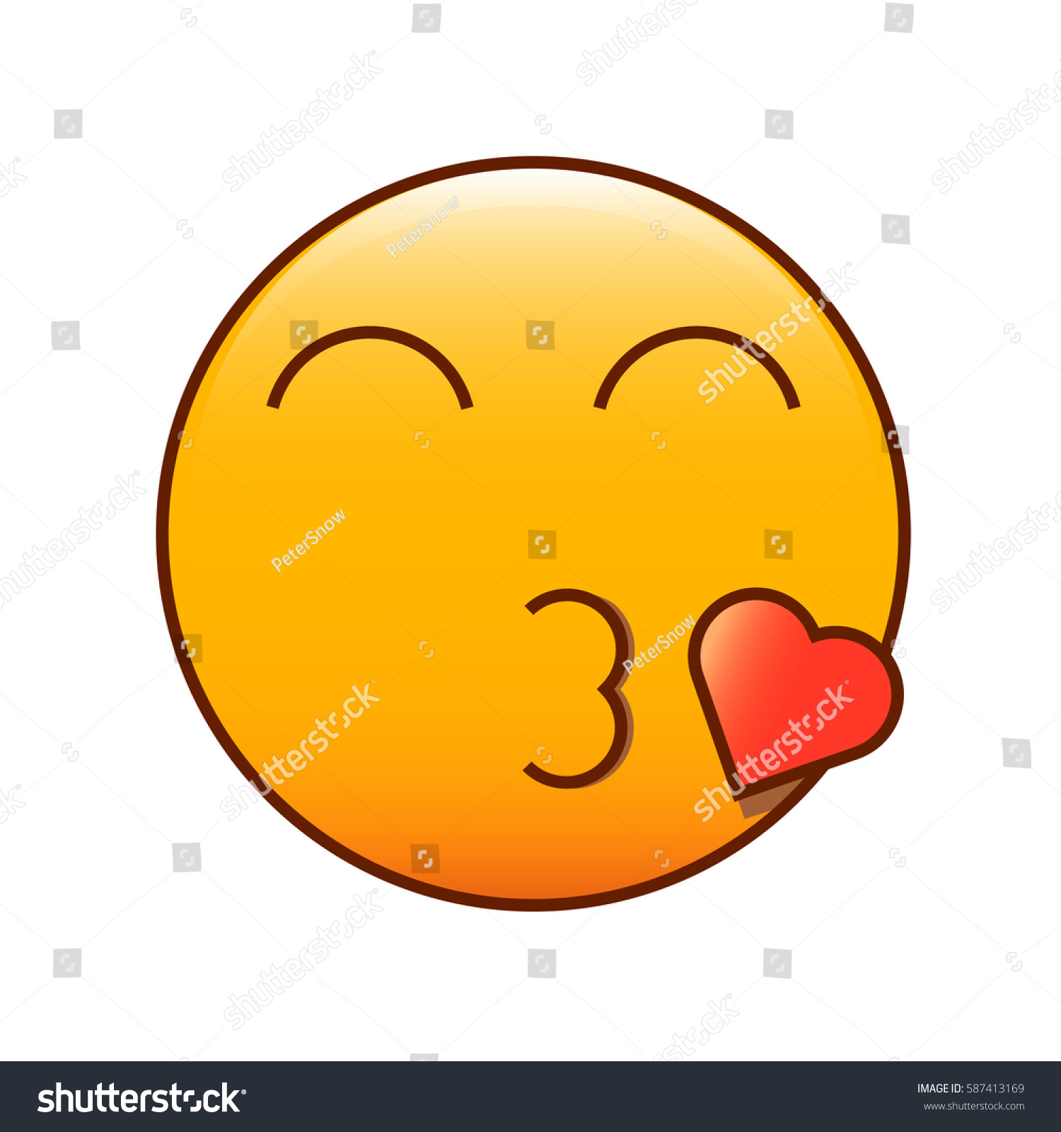 Kissing Smiley Cute Romantic Emoticon Stock Vector (Royalty Free ...