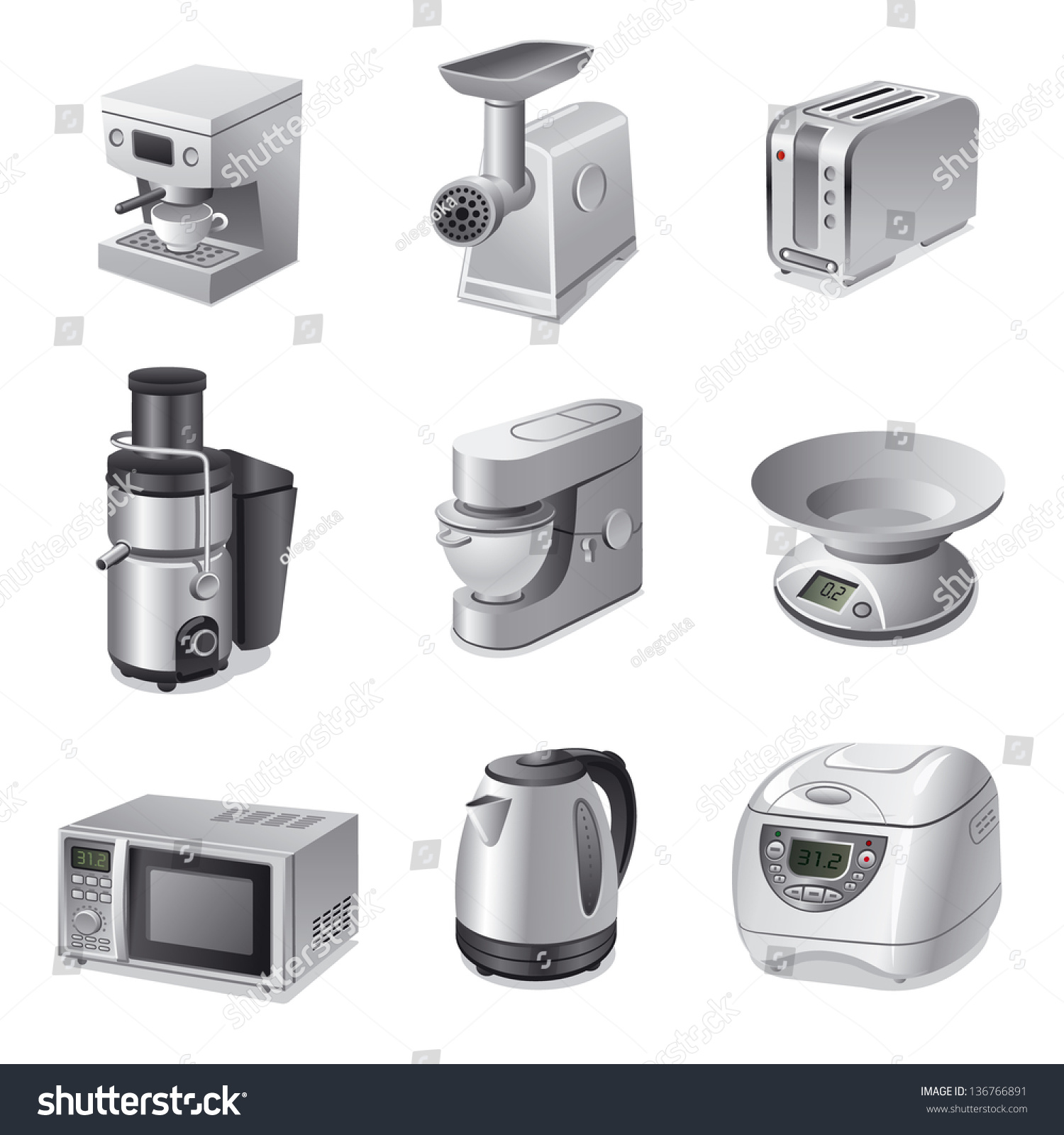 Kitchen Appliances Icon Set Stock Vector 136766891 Shutterstock