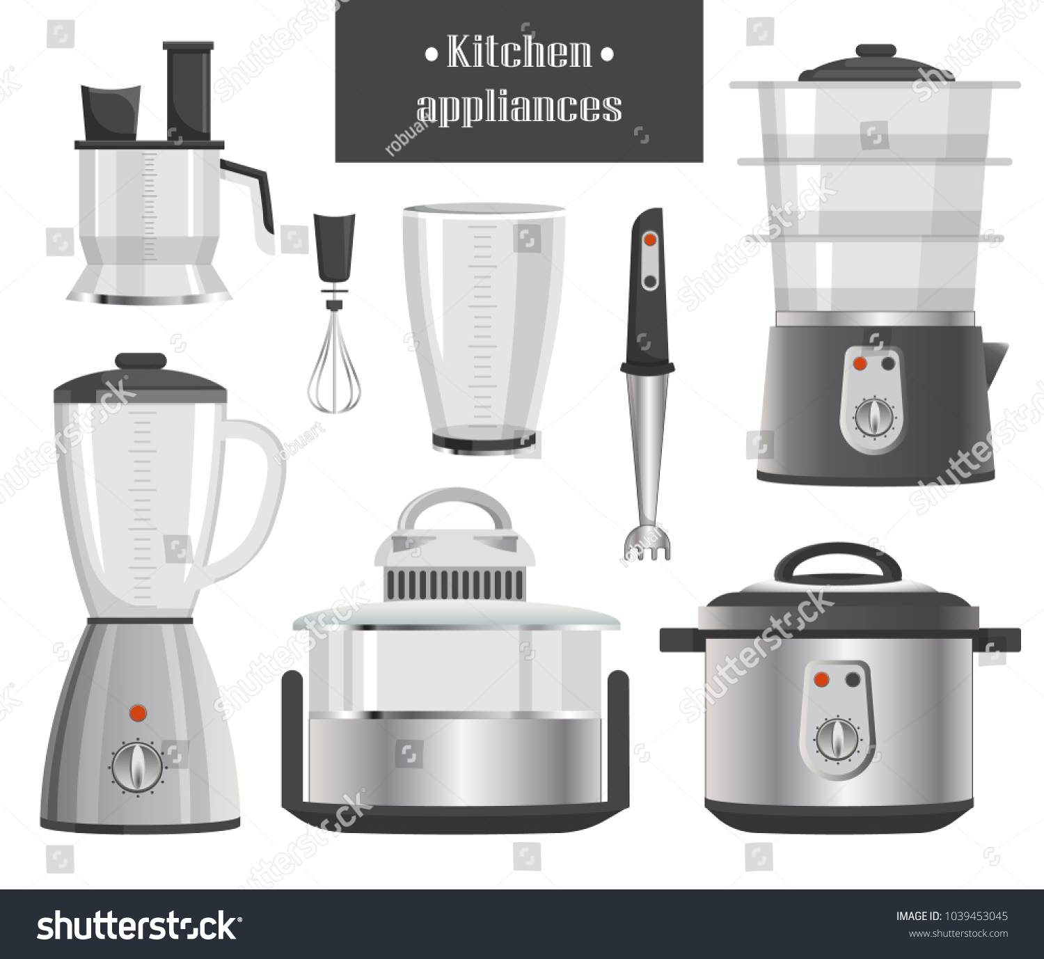 Kitchen Appliances Metallic Corpuses Compact Juicer Stock Vector Royalty Free 1039453045