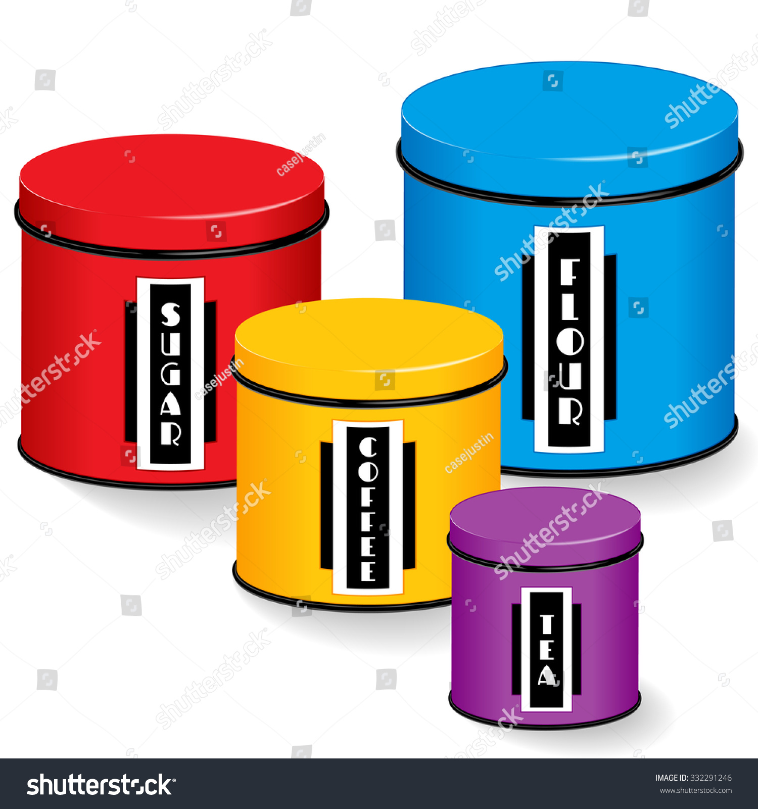 Kitchen Canisters Set 4 Multi Color Stock Vector Royalty Free 332291246
