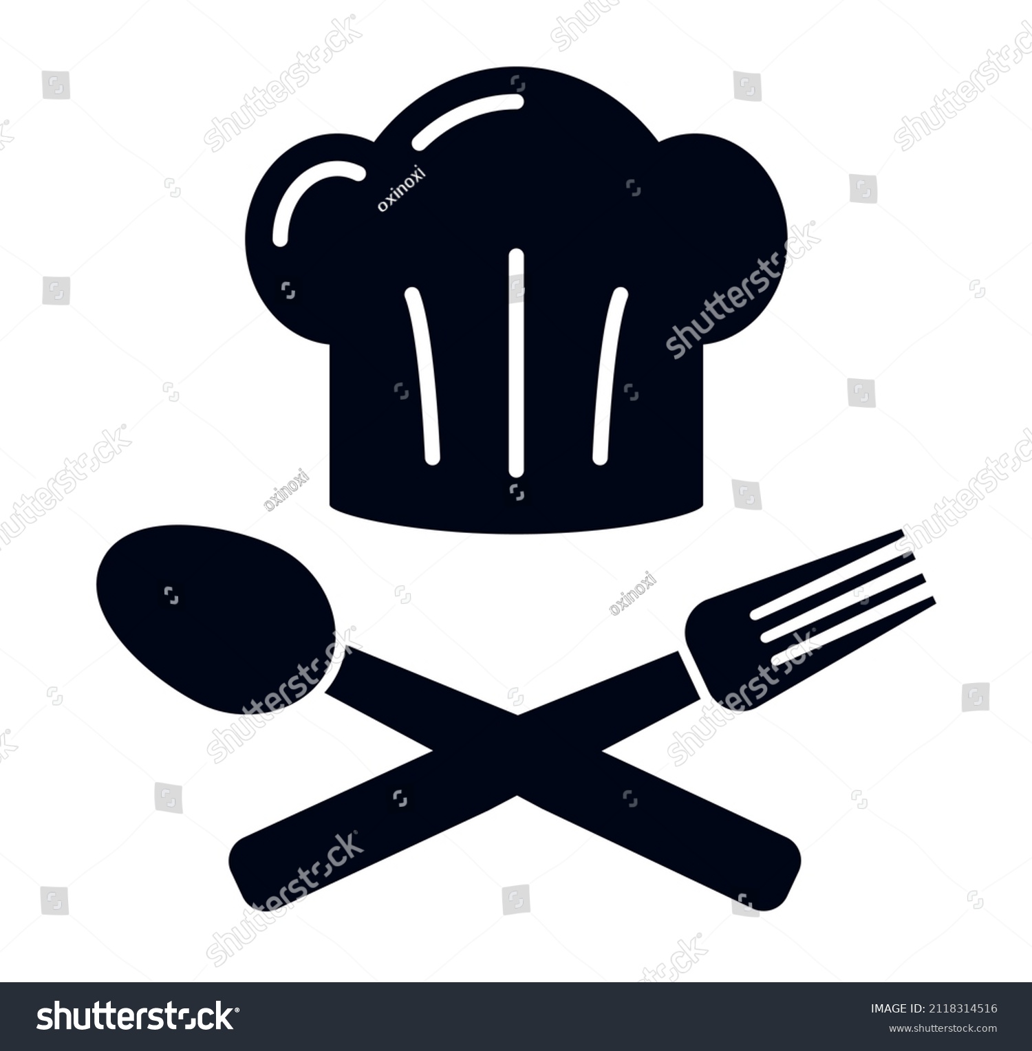 Kitchen Chef Hat Symbol Fork Spoon Stock Vector (Royalty Free) 2118314516