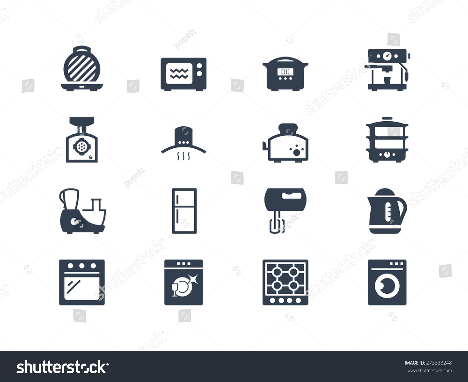 Kitchen Electric Appliances Icons Set Stock Vector Illustration ...