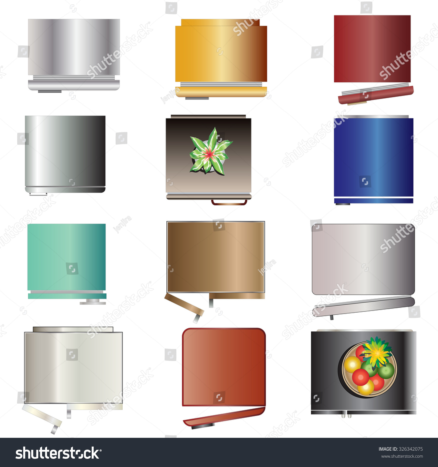  Kitchen  Equipment Refrigerators Top  View  Set  Stock Vector 
