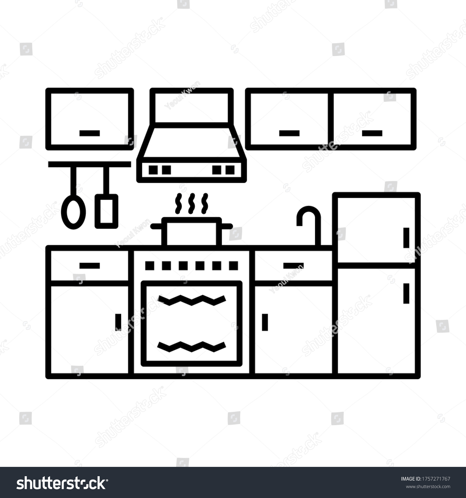 Stock Vector Kitchen Interior Design Symbol Icon 1757271767 